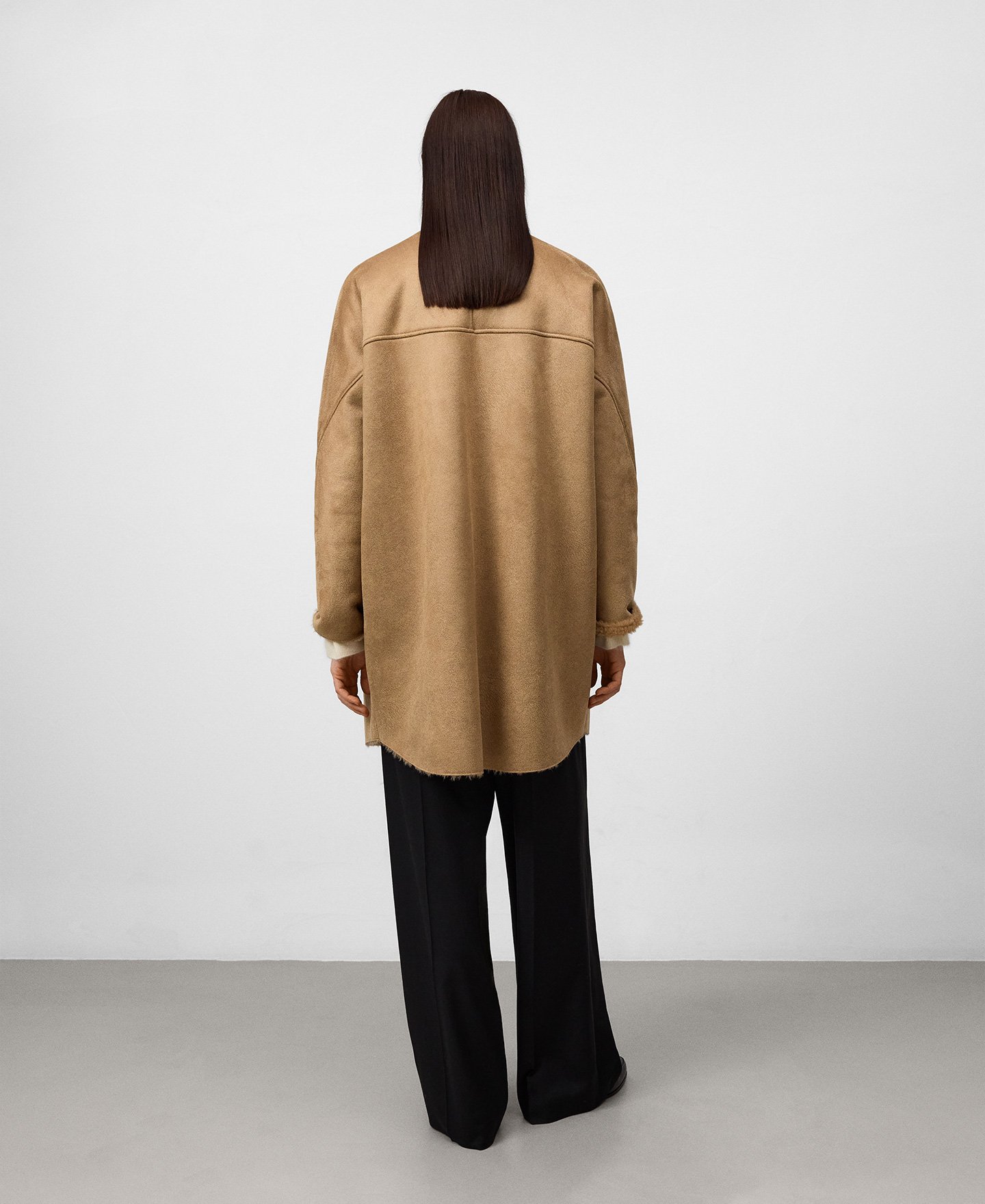 Faux -suede cross-over coat woman image number 2