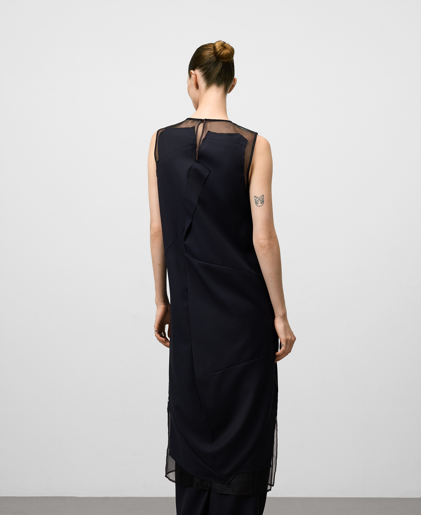Vestido combinado efecto arrugado mujer image number 2
