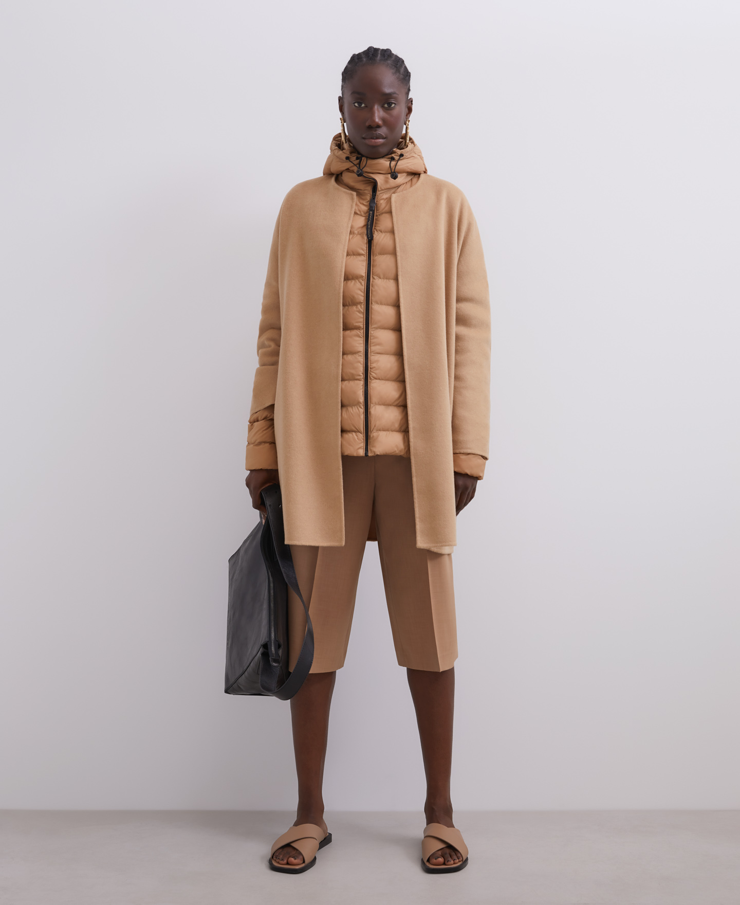 Camel padded jacket with hood image number 3