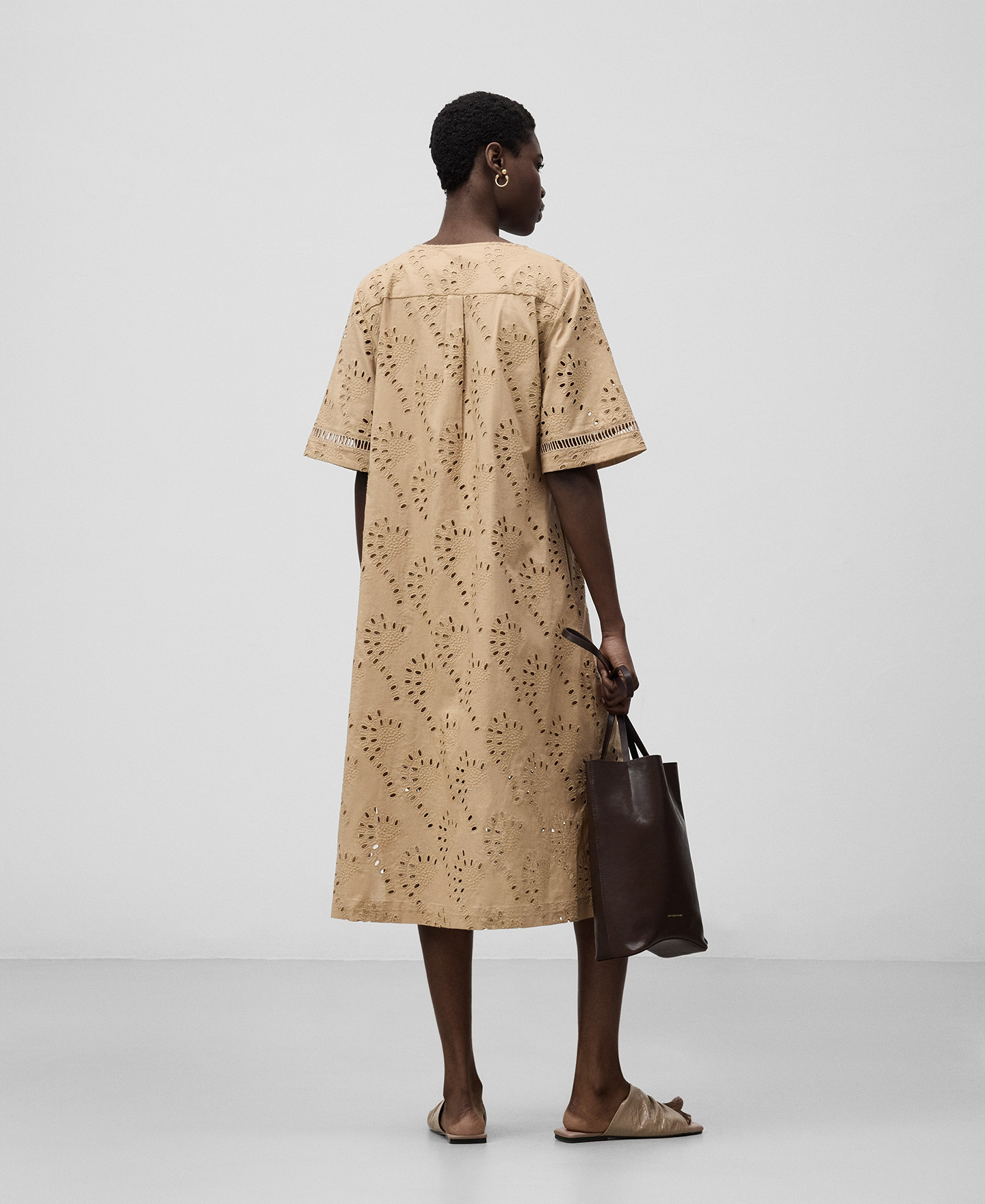 Embroidered poplin kaftan woman image number 2