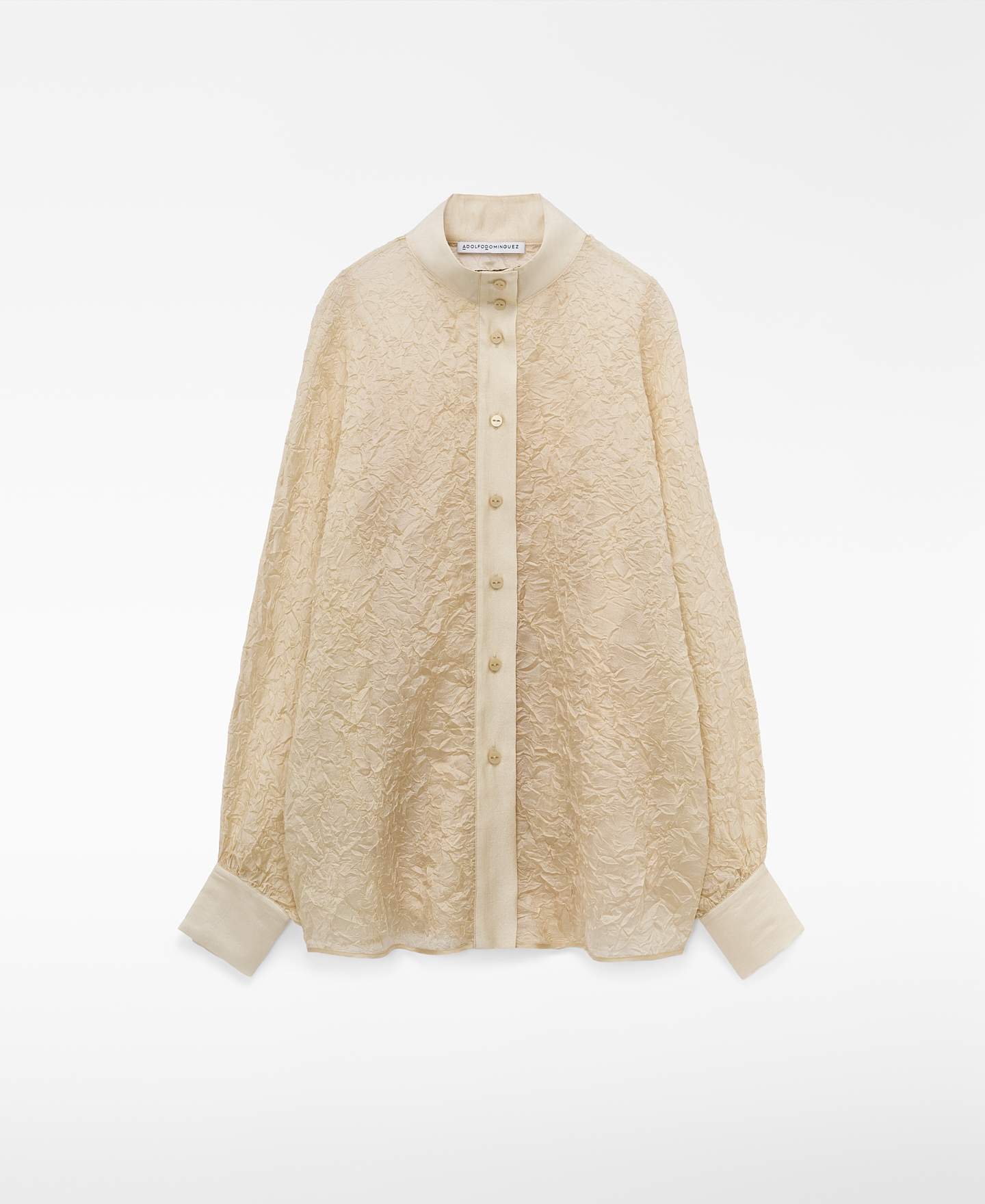 Band collar wrinkled-effect shirt image number 6