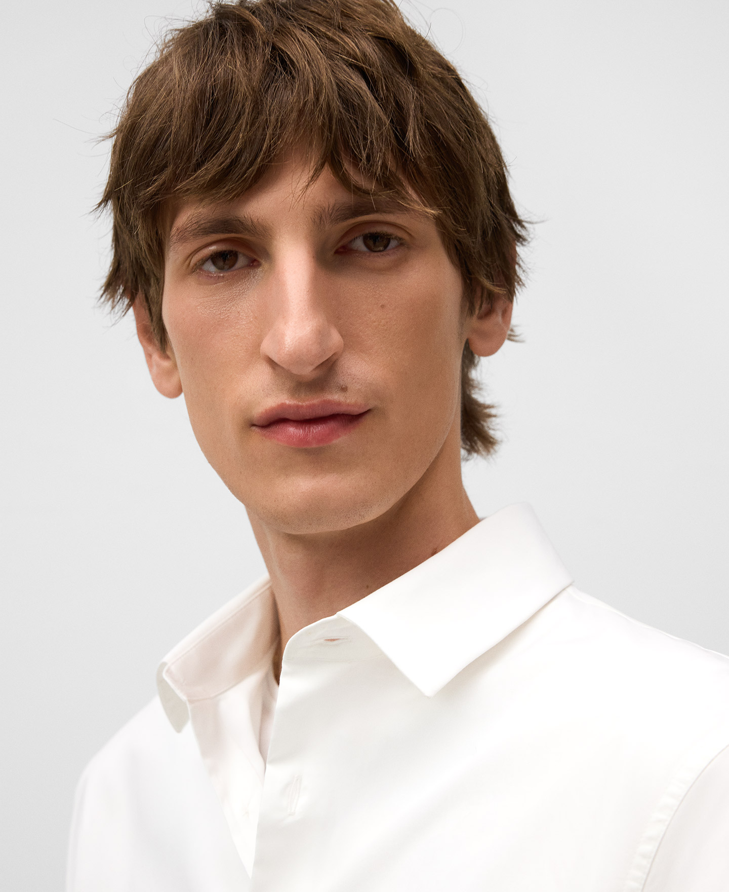 Slim fit lapel collar shirt man image number 3