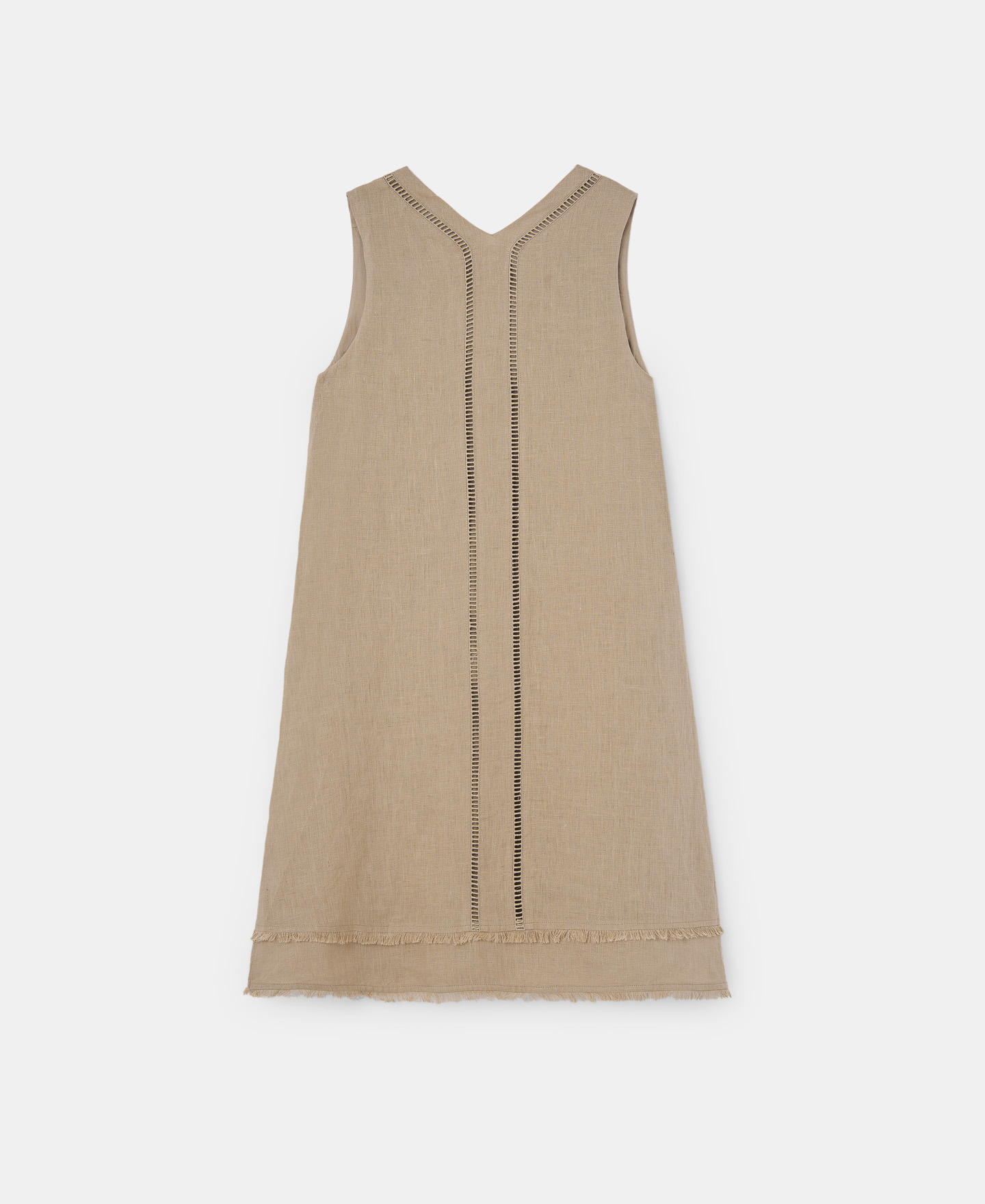 Vestido cuello escote en algodón blanco image number 5
