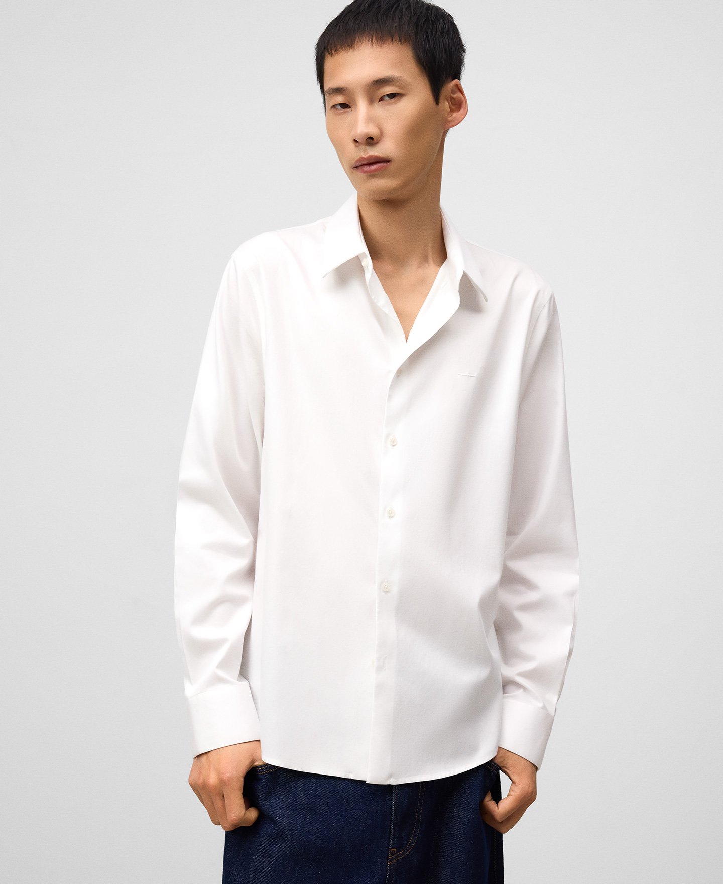 Regular fit lapel collar shirt man image number 0