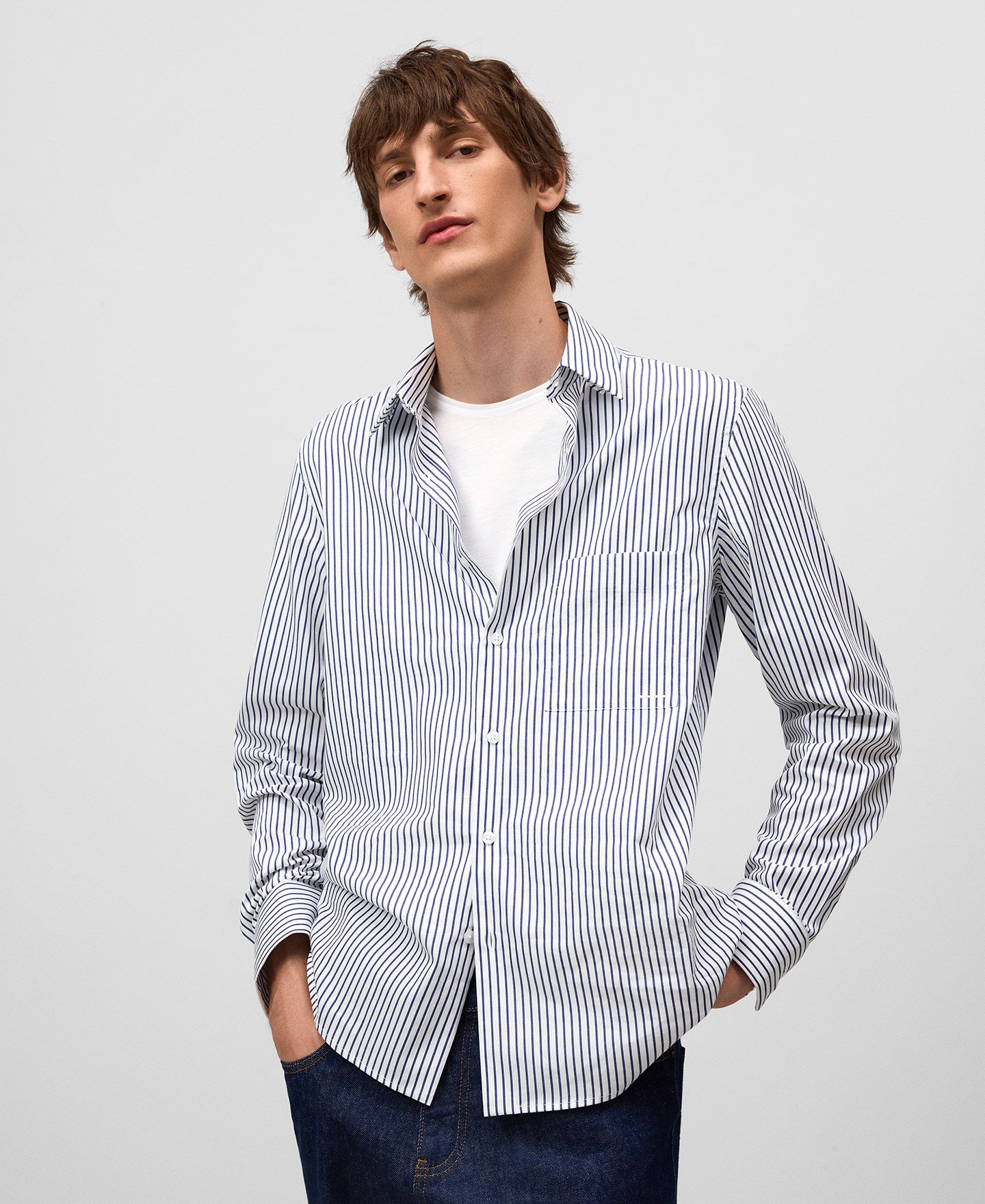 Chemise regular fit à rayures homme image number 0