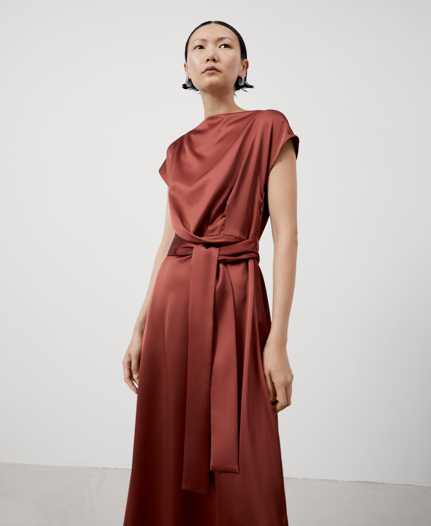 Recyled polyester draped dress image number 0