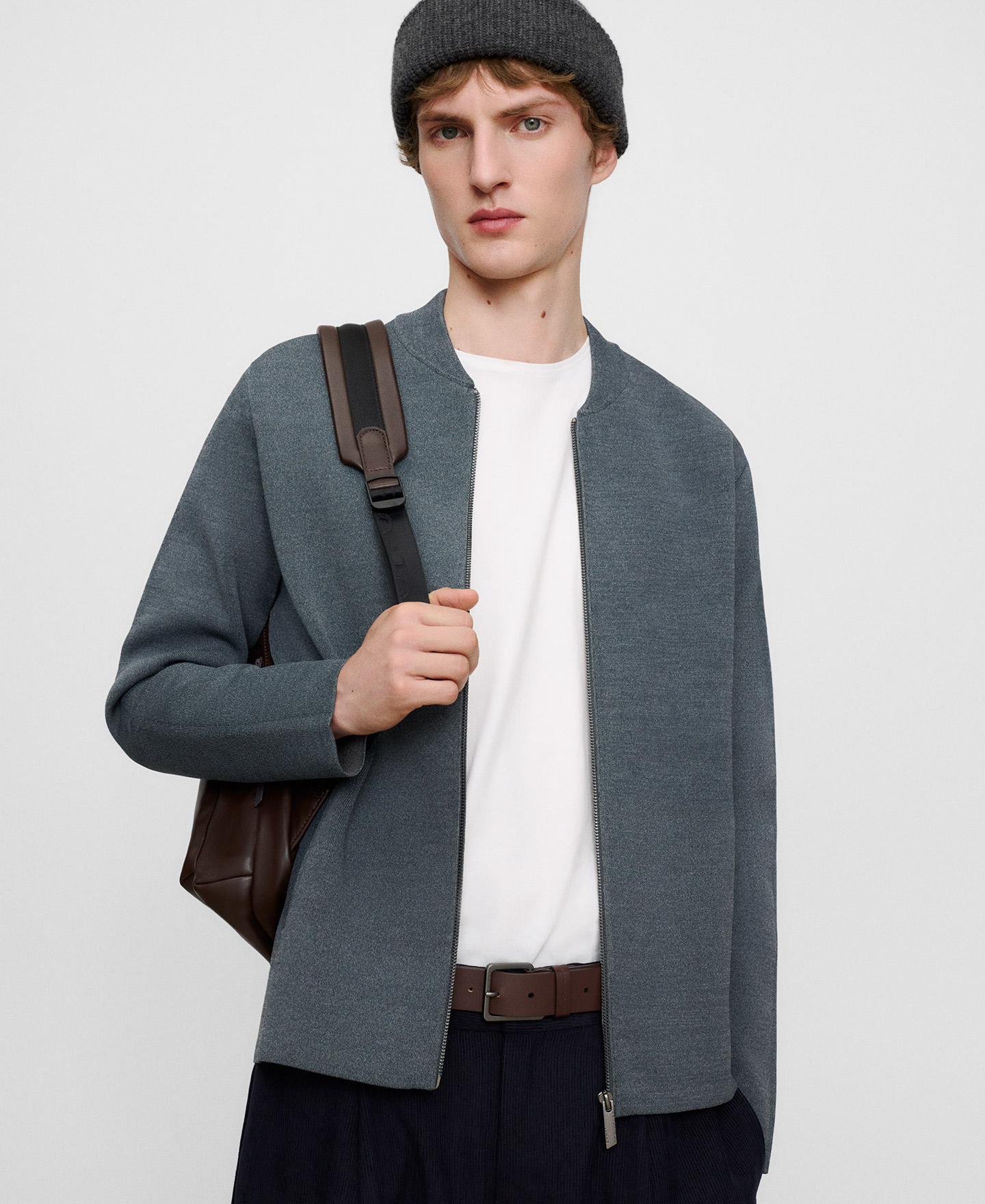 Knit bomber jacket image number 0