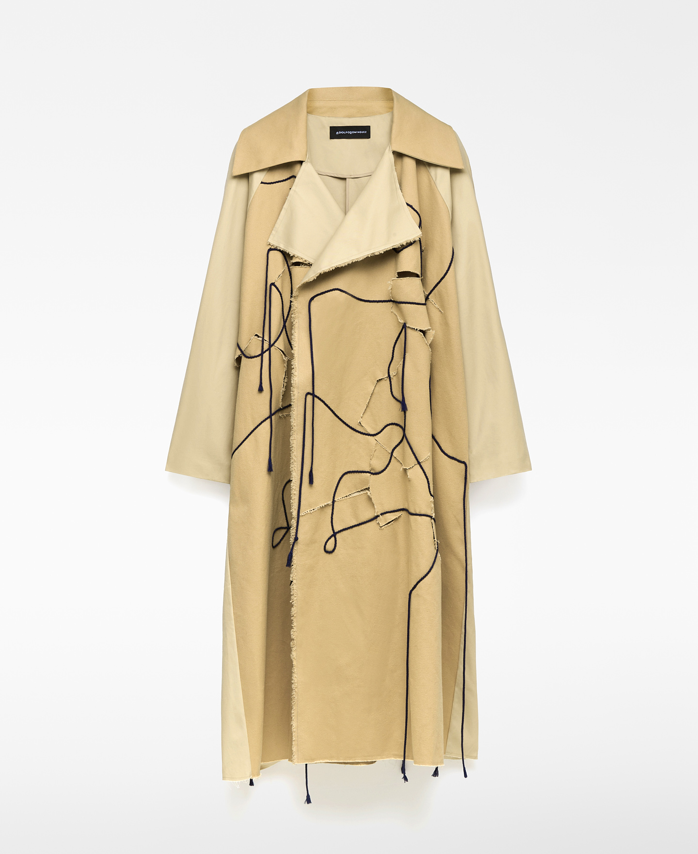 Mixed-fabric trench with drawcord man image number 4