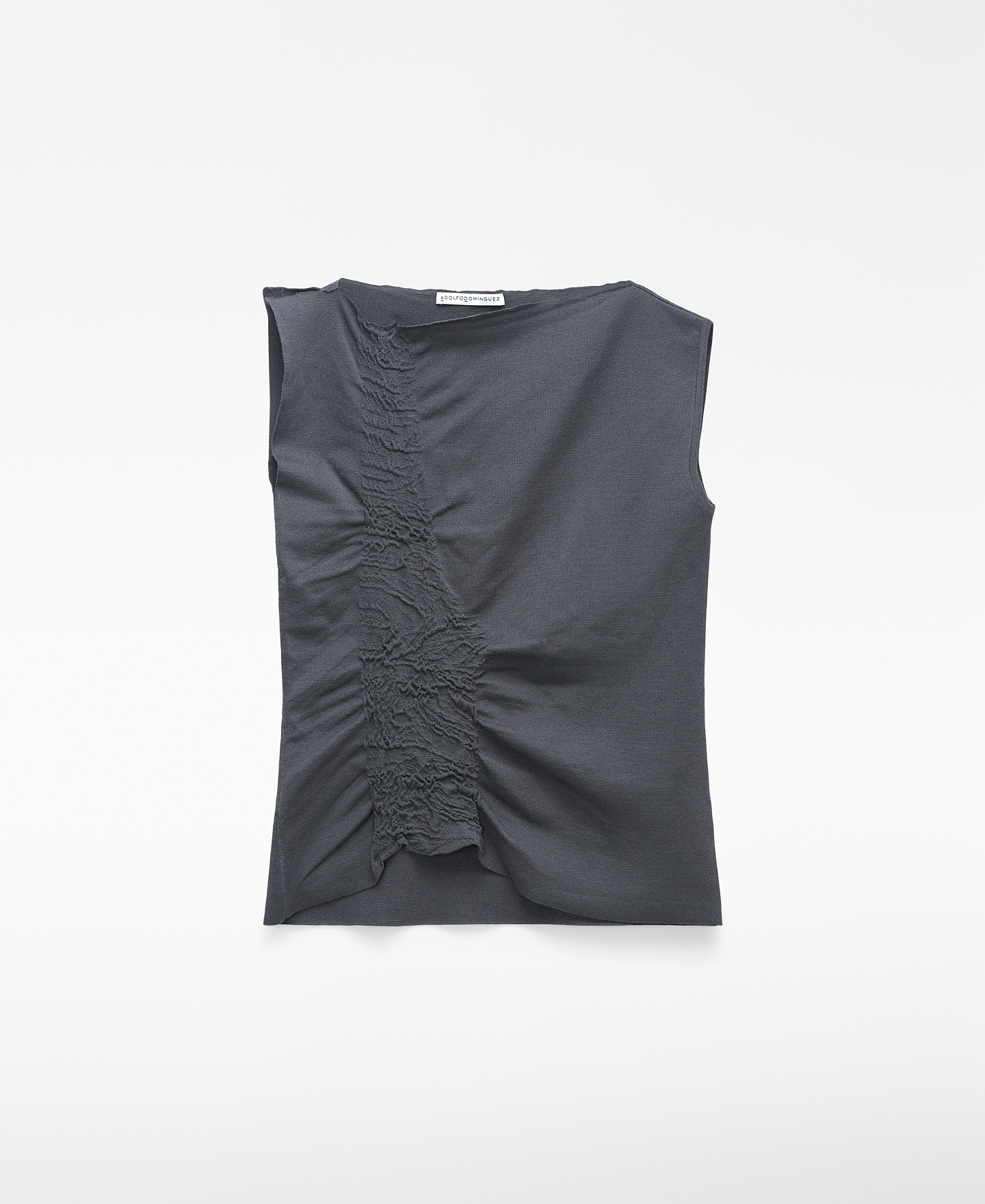 Asymmetric knit top with side ruffle image number 4