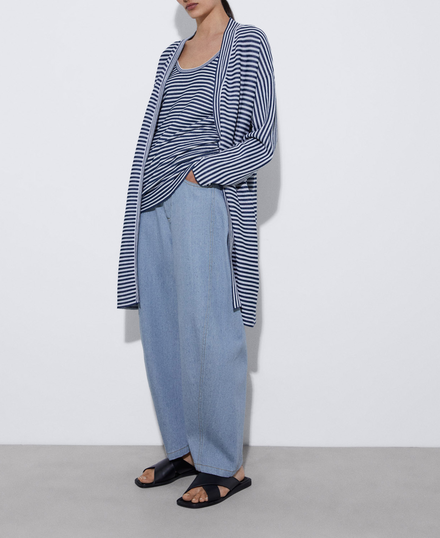 Striped kimono jacket image number 1