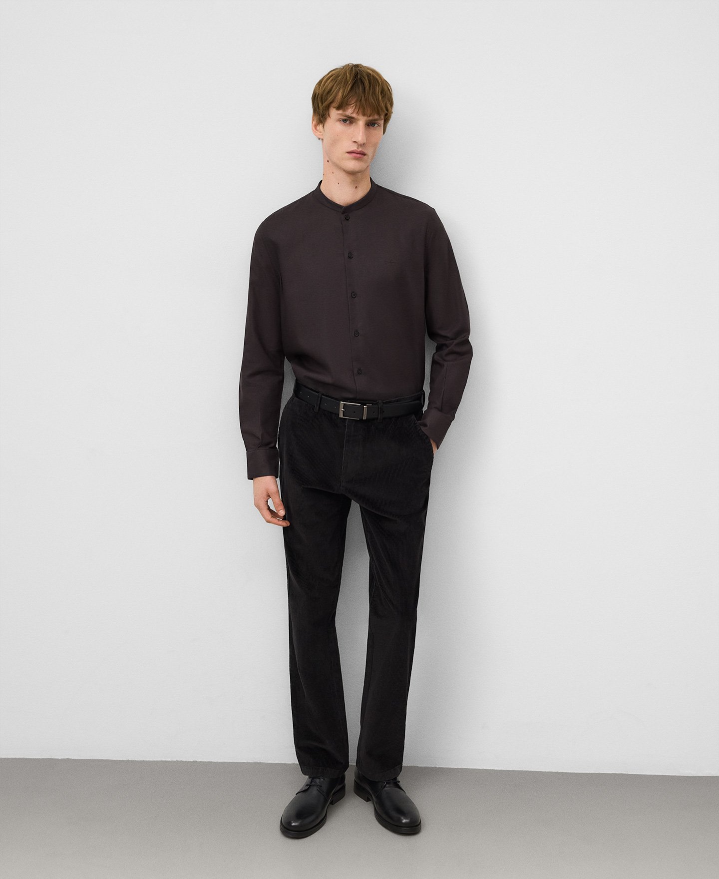 Regular fit Mandarin collar shirt man image number 1