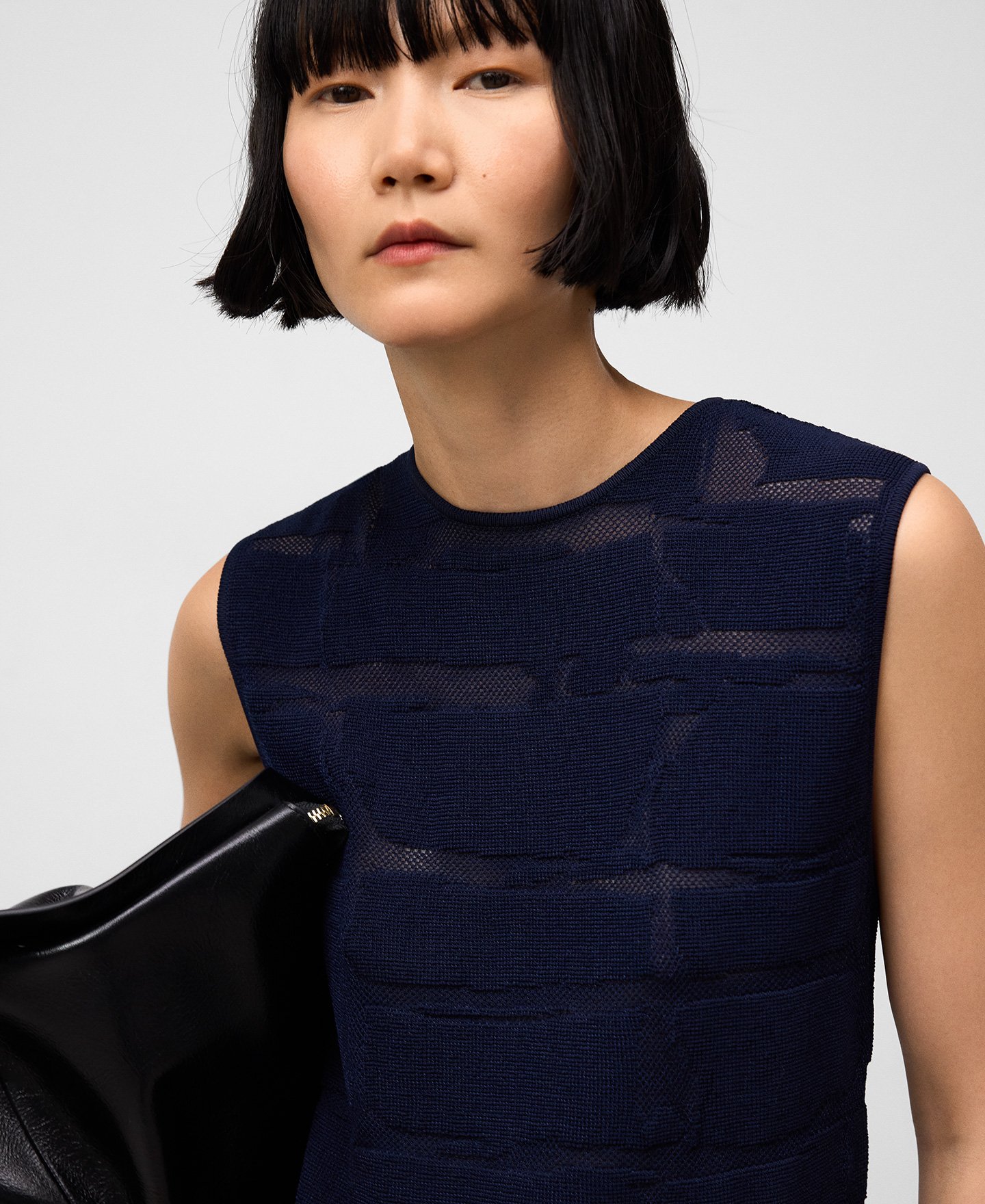 Jacquard knit peplum top image number 3