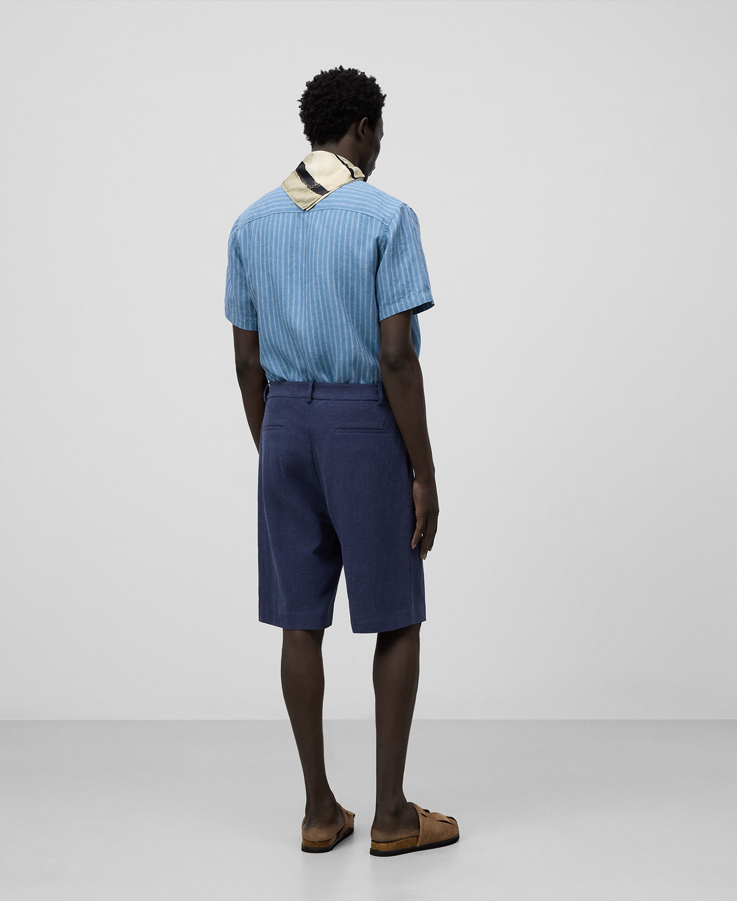 Bermuda ramio algodón hombre azul oscuro image number 2
