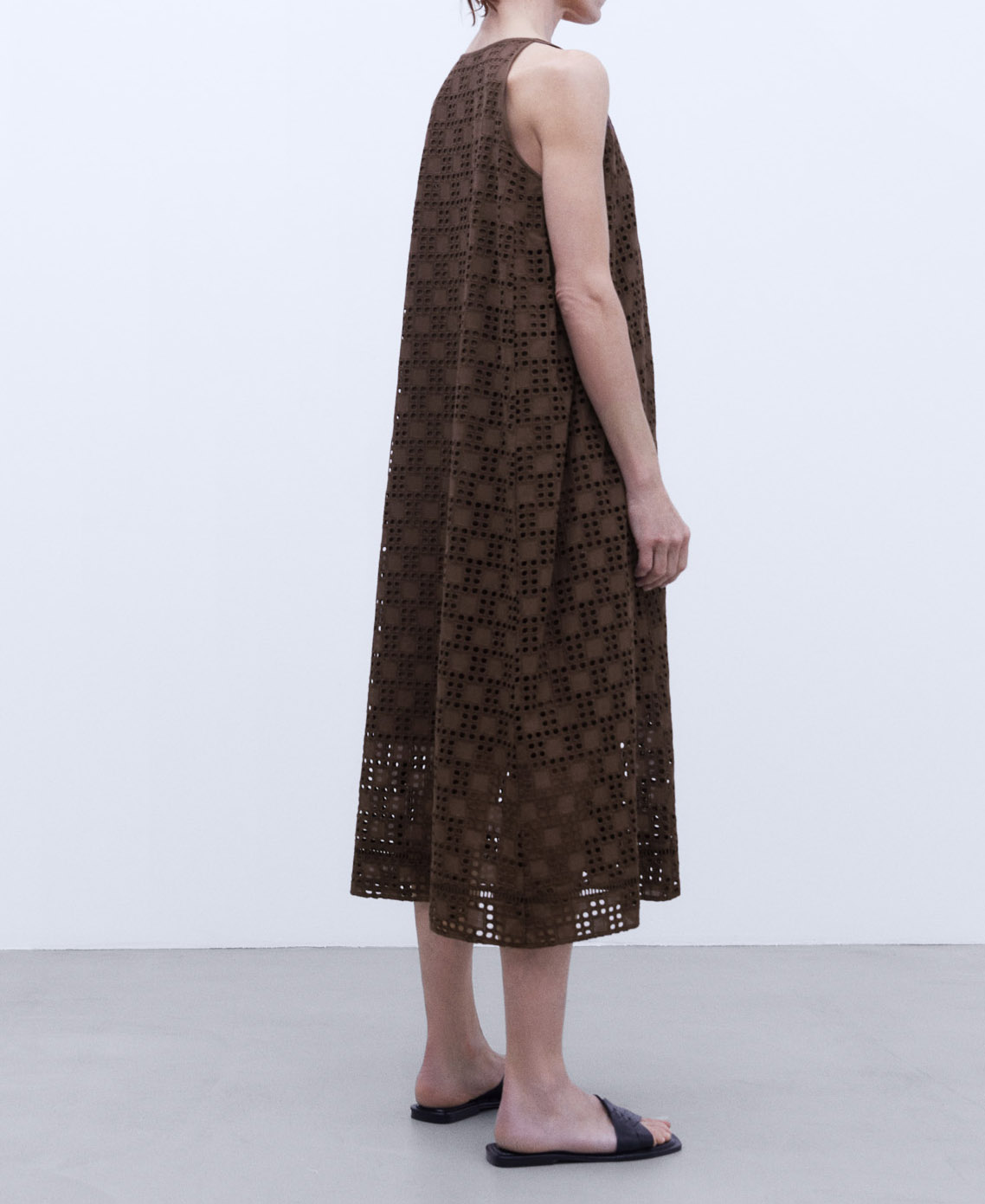 Cotton flared line dress image number 2