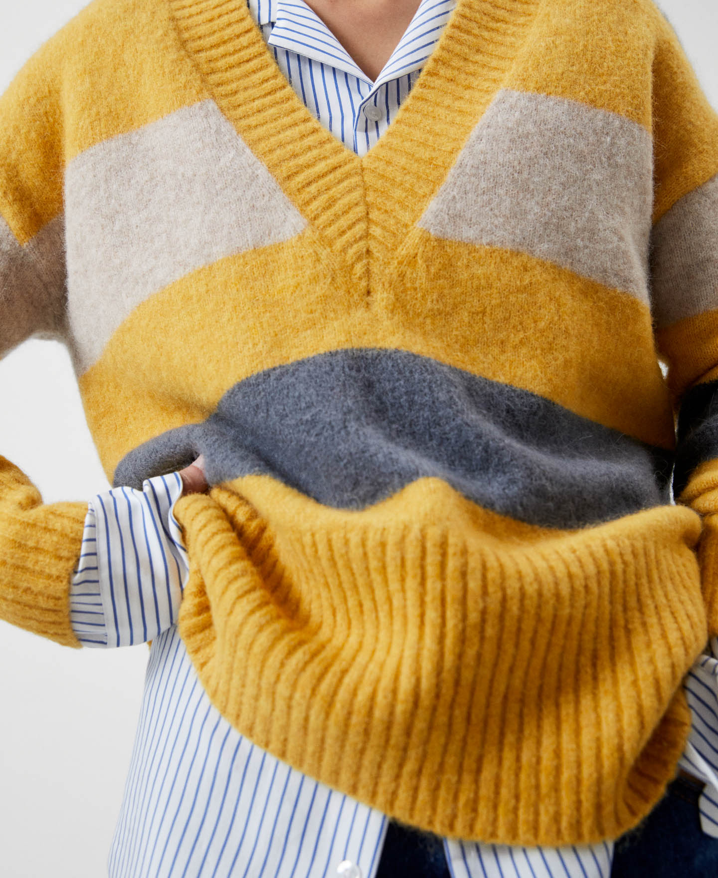 Alpaca striped sweater image number 3