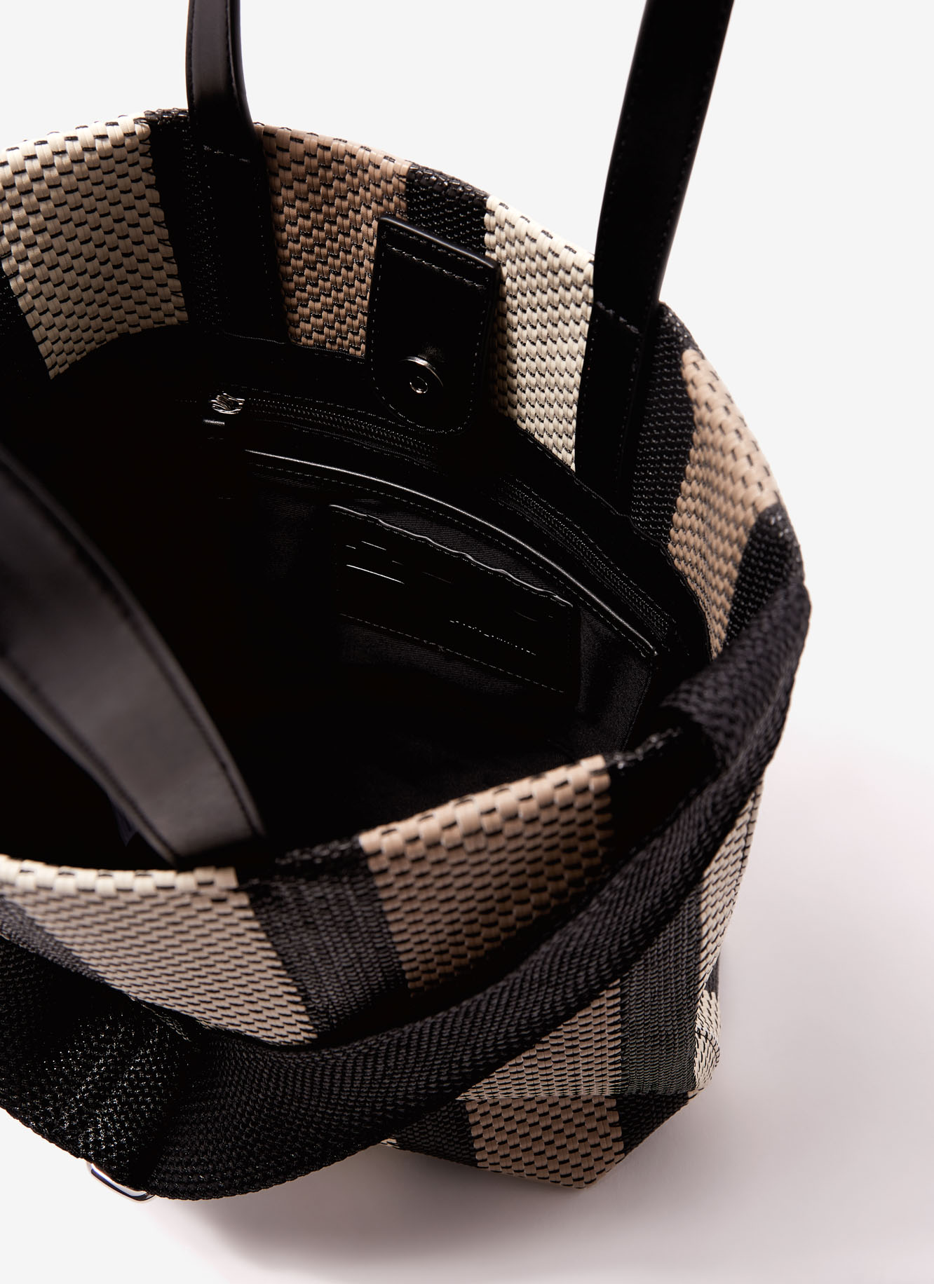 Striped shopper bag with raffia finish image number 2