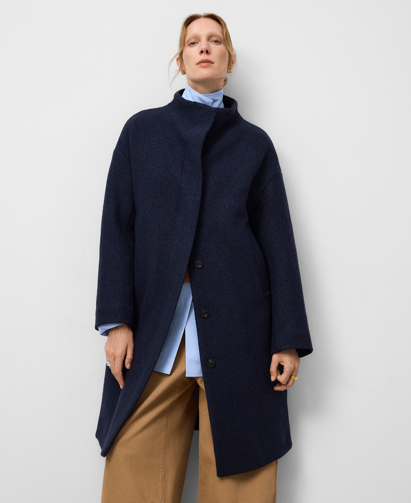 Funnel neck long coat woman image number 0