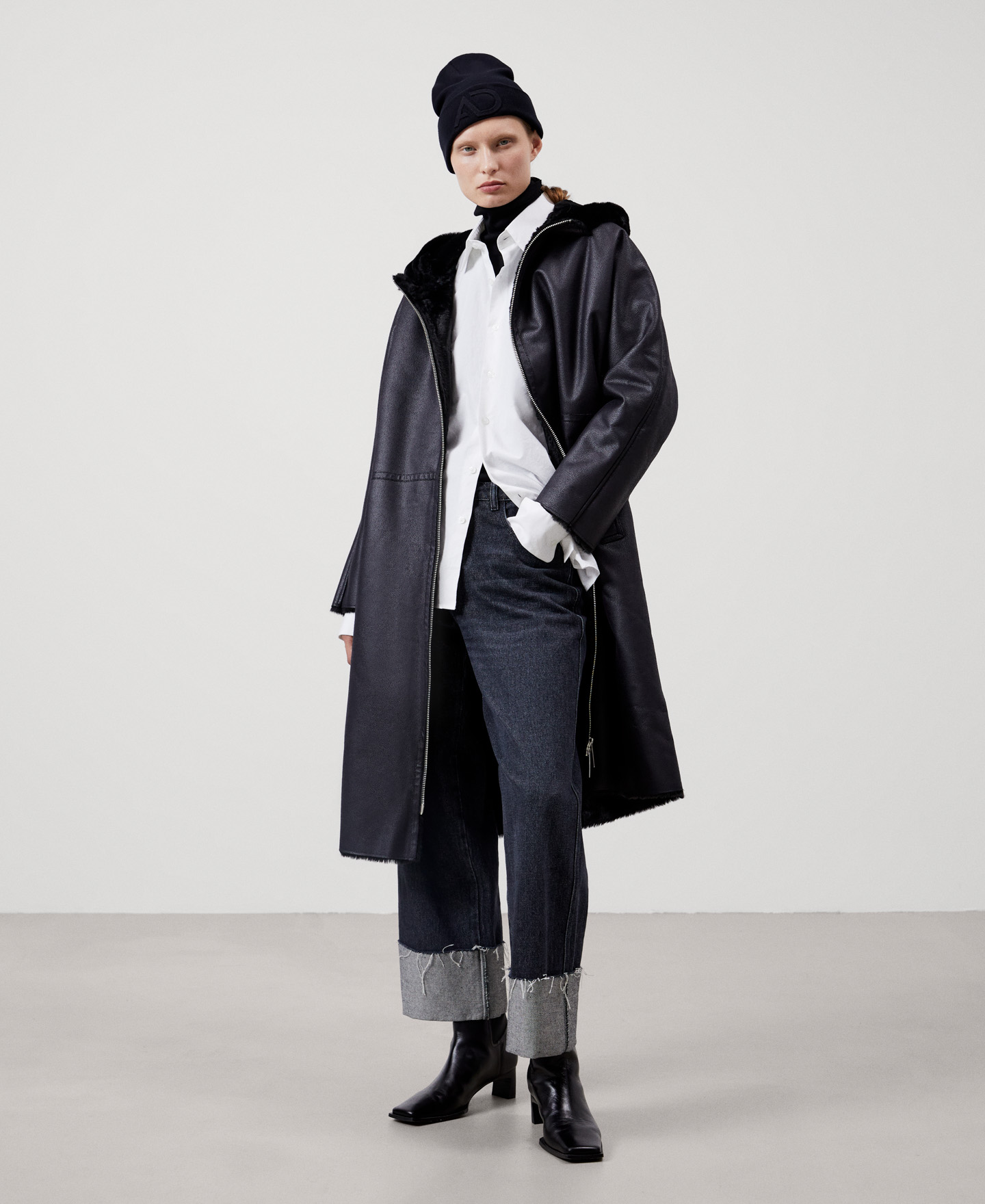 Leather textured coat image number 1