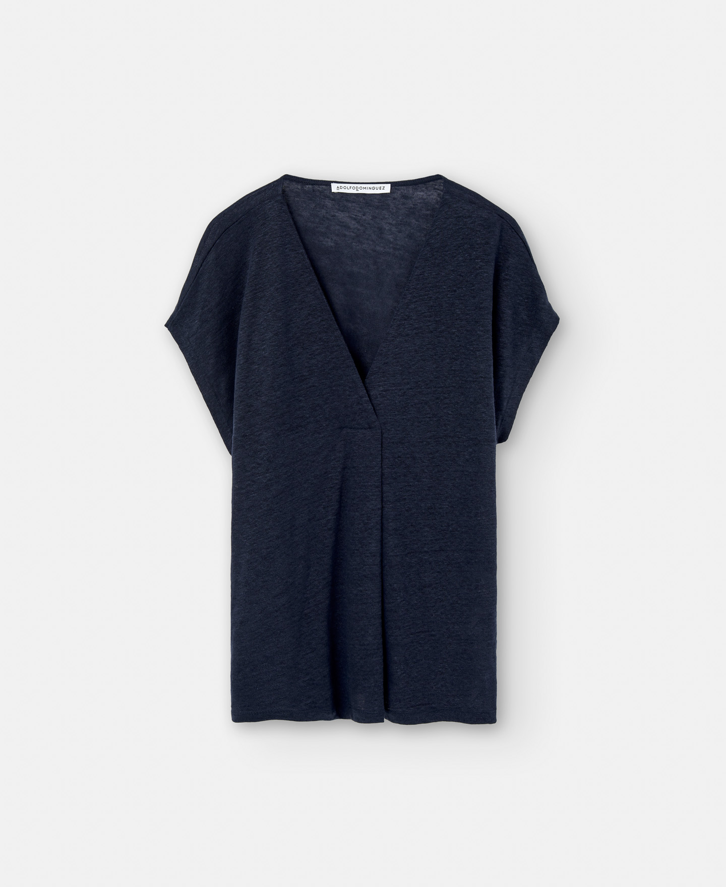 V-neck linen t-shirt image number 0