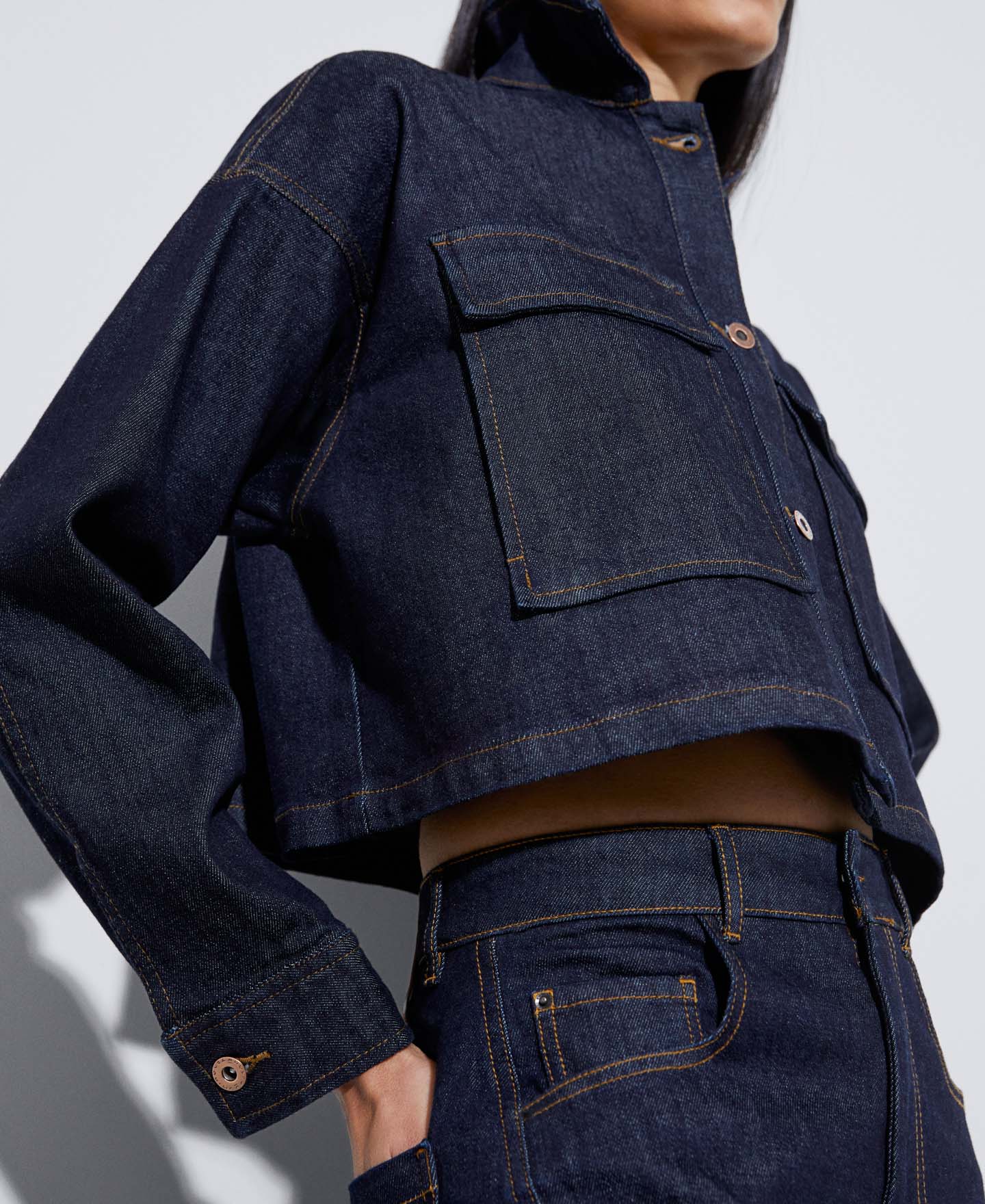 Denim jacket in recycled material image number 3