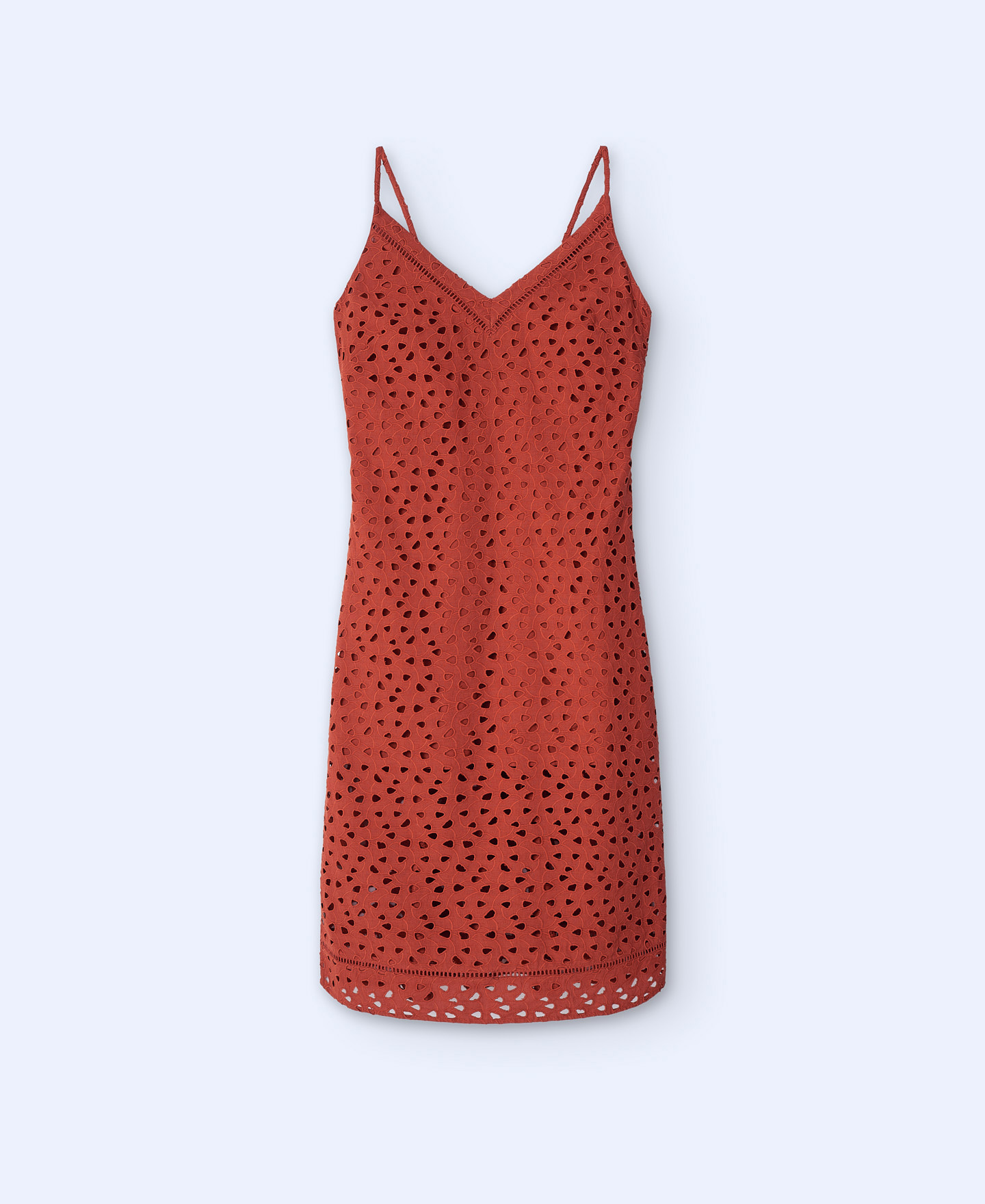Linen and cotton V-neckline dress image number 4