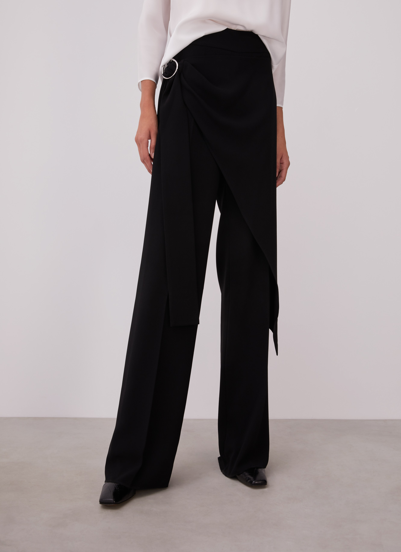 Straight leg trousers with overlayer image number 0