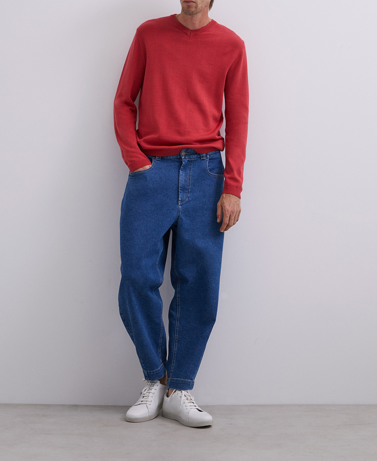 Pistachio cotton V-neck sweater image number 0