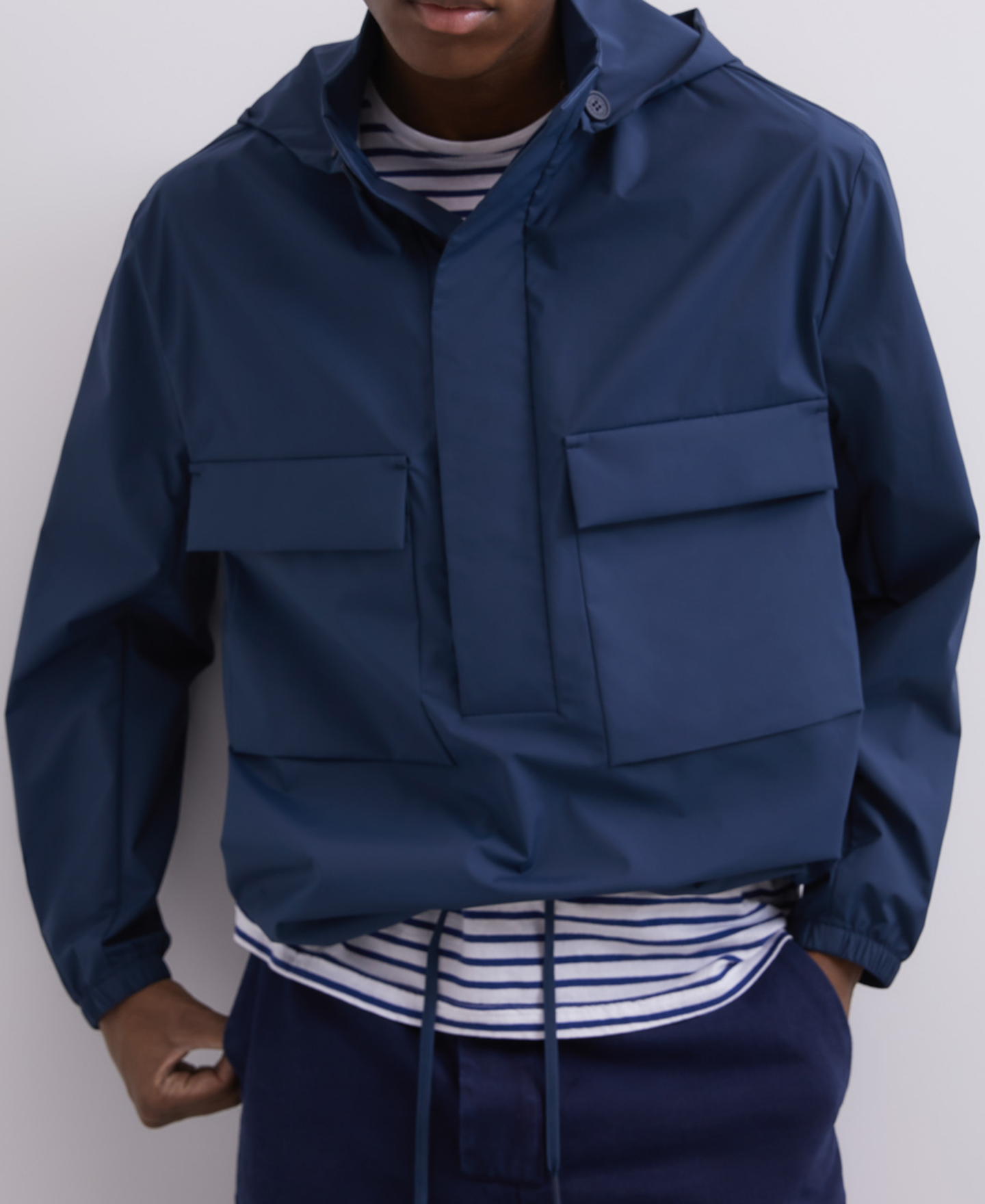 Nylon pullover with removable hood image number 0