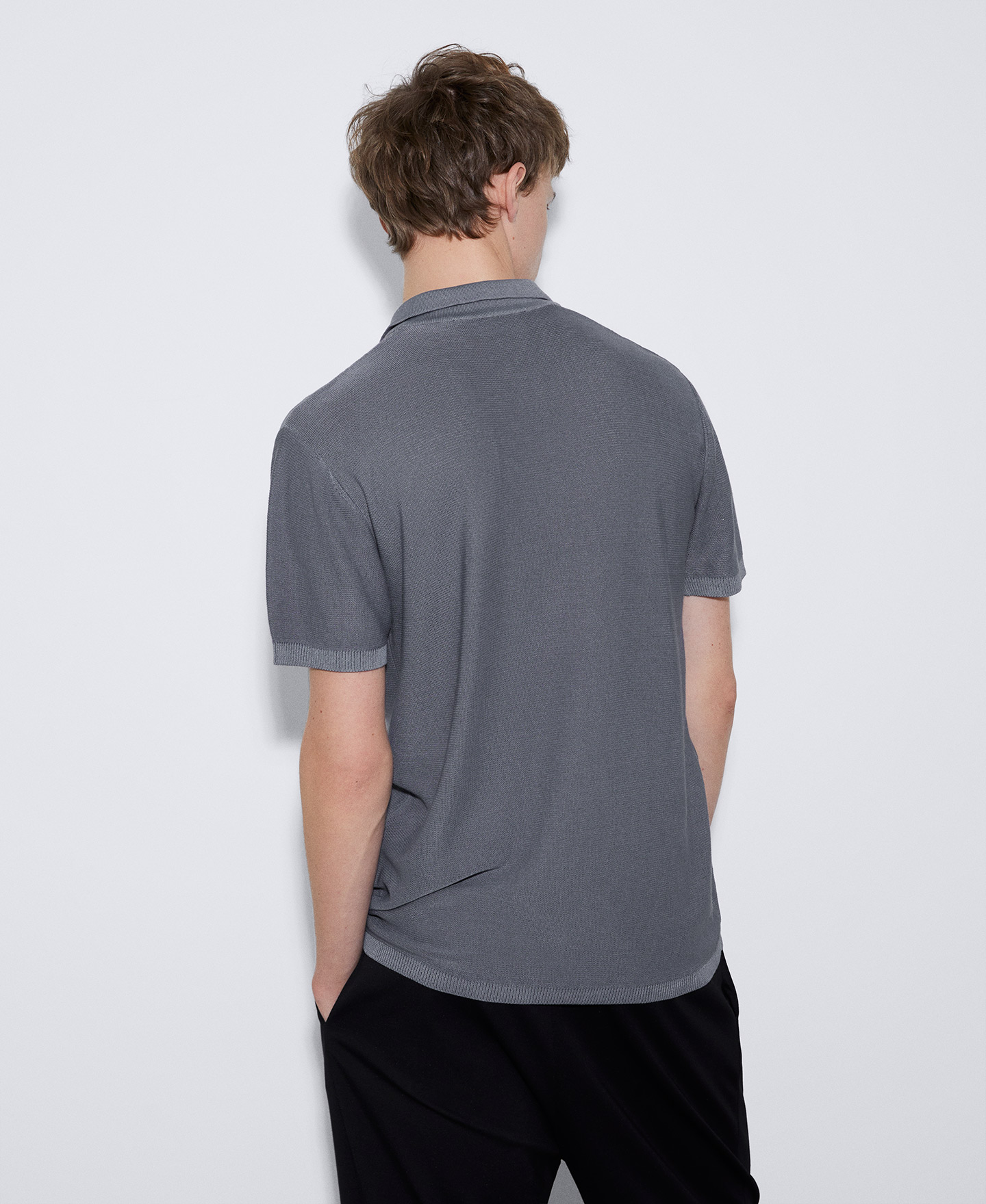 Cotton and viscose two button polo shirt image number 2