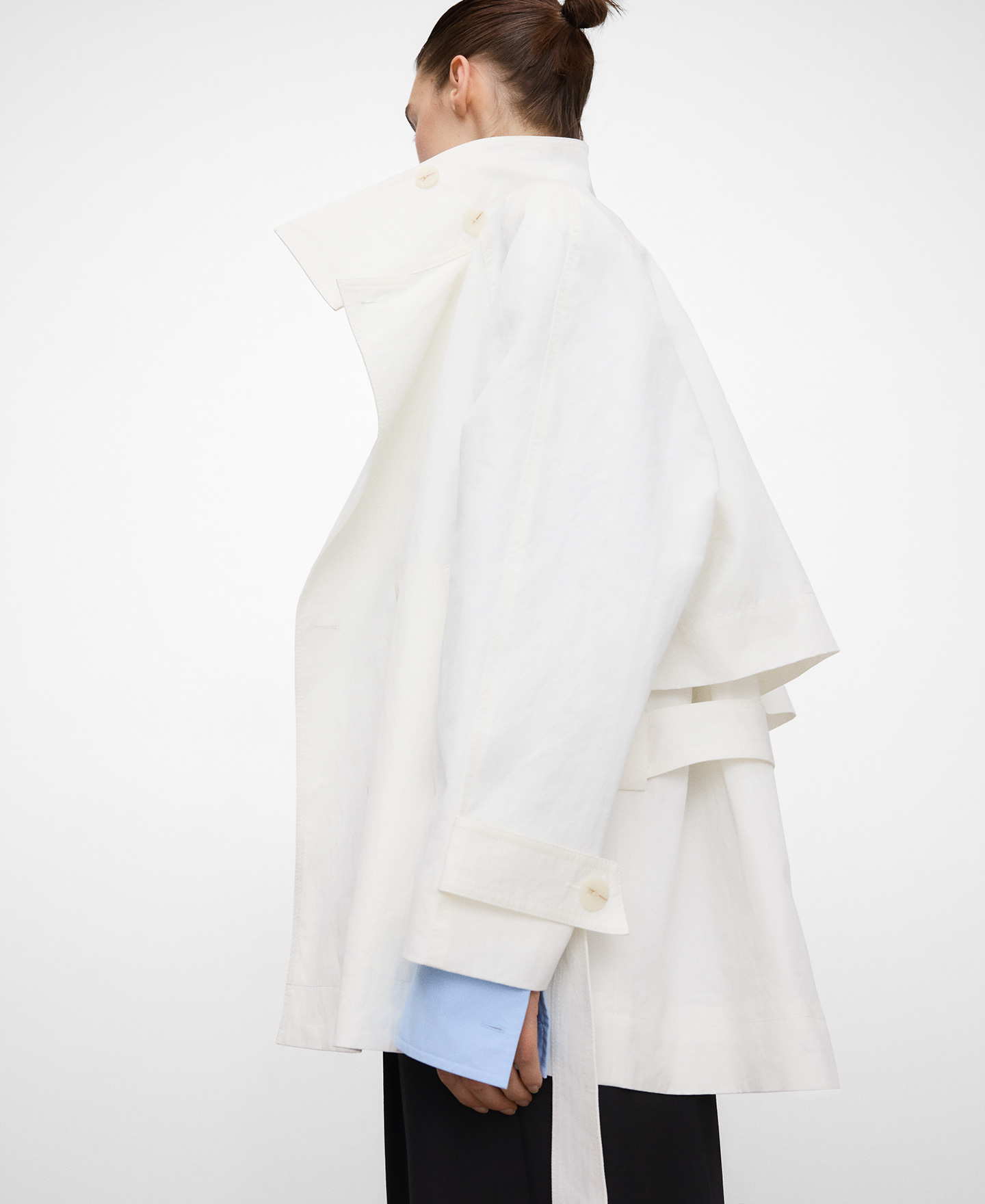 Funnel neck short trench coat image number 3