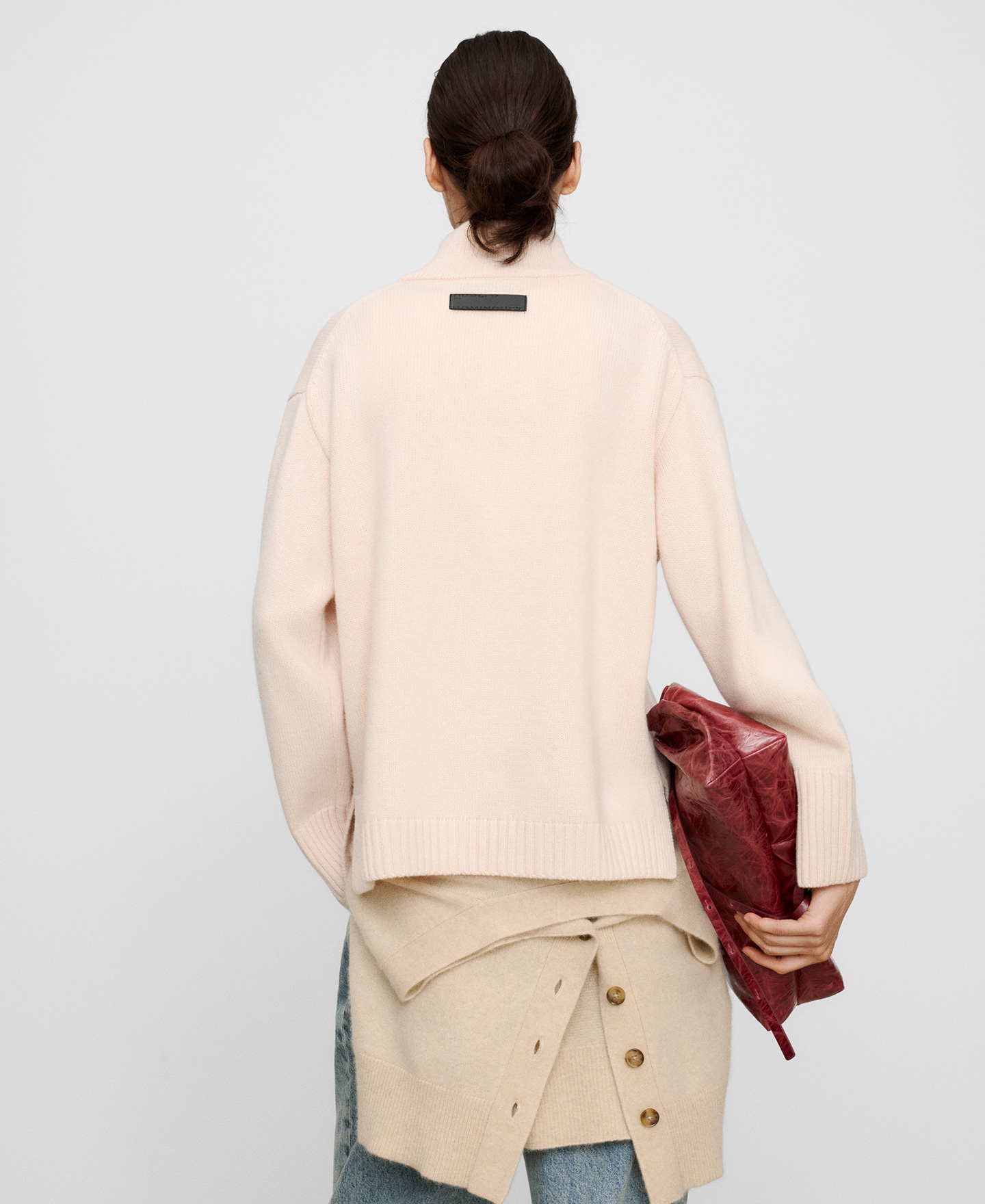 Merino wool perkins collar cardigan image number 2
