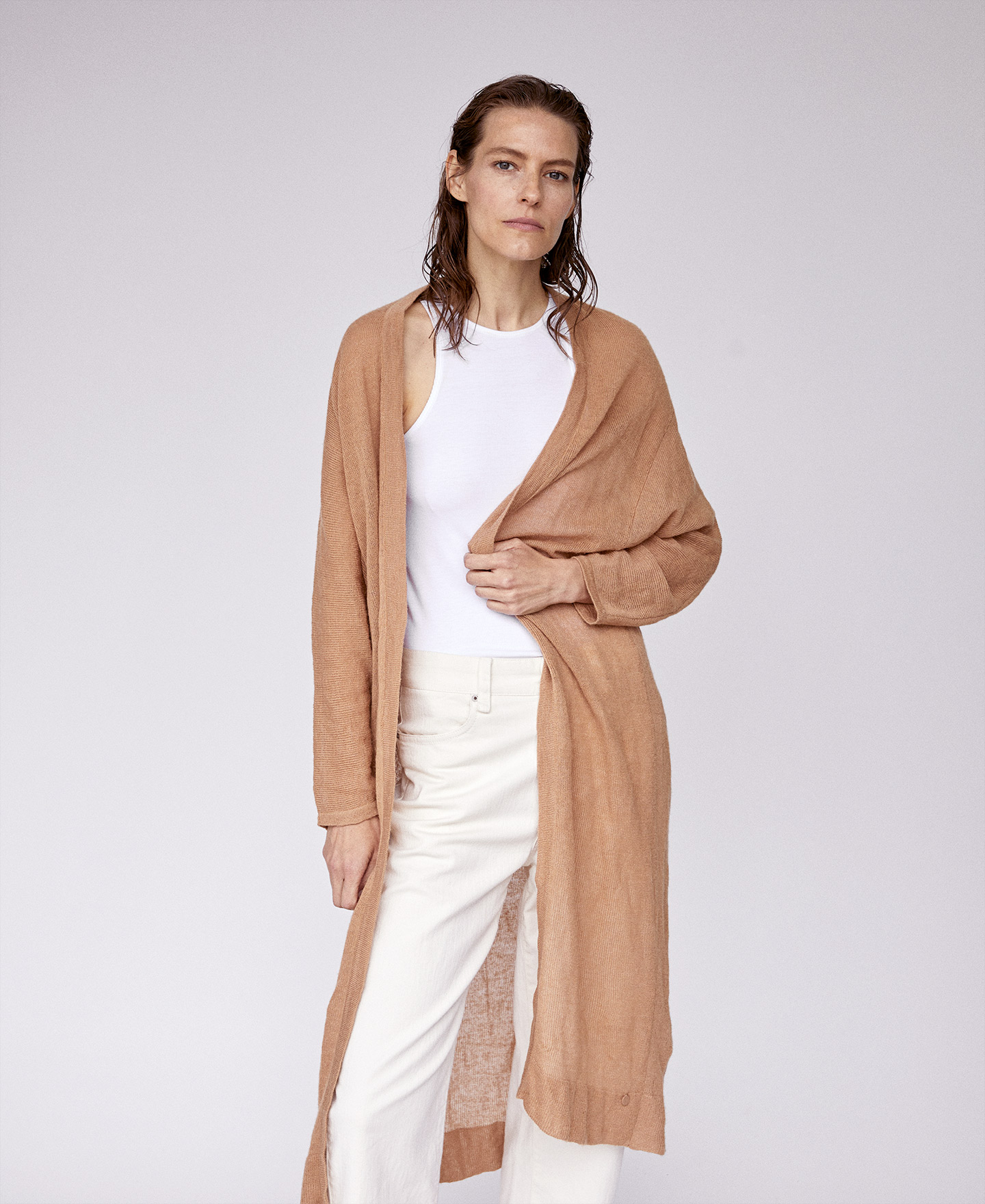 Merino and alpaca long cardigan image number 0