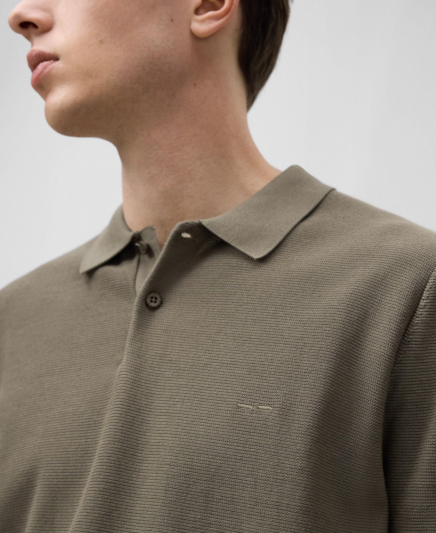 Cotton blend structured knit polo shirt man image number 3