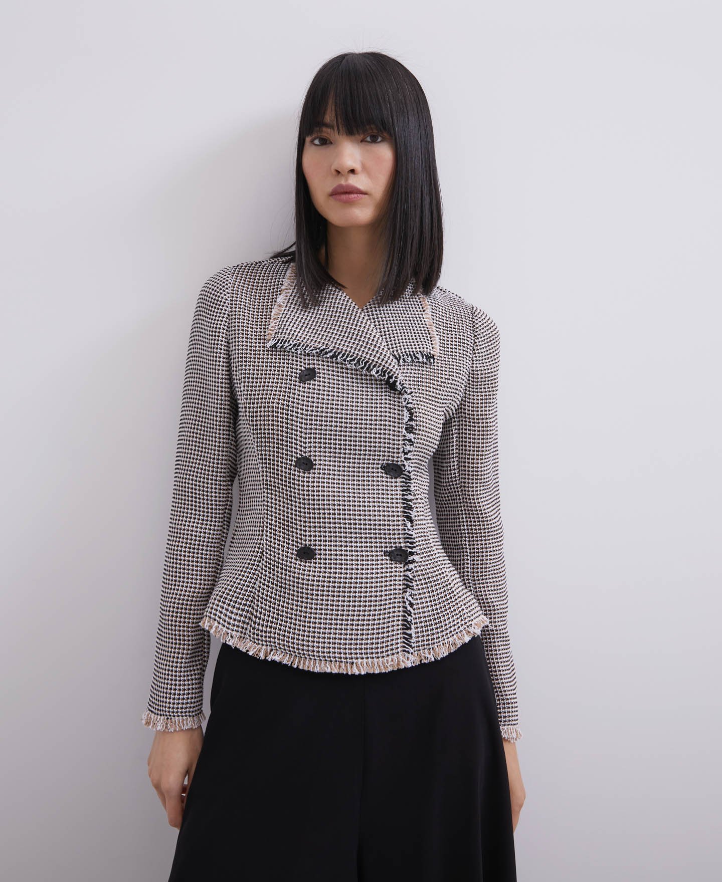 Chaqueta en tweed de algodón bicolor image number 0