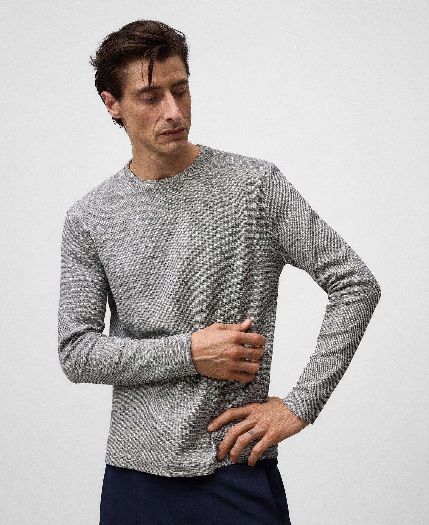 Cotton micro-texture T-shirt man image number 0