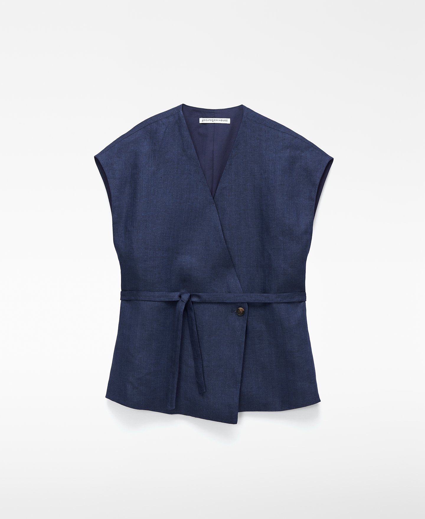 European linen wrap top with belt image number 4