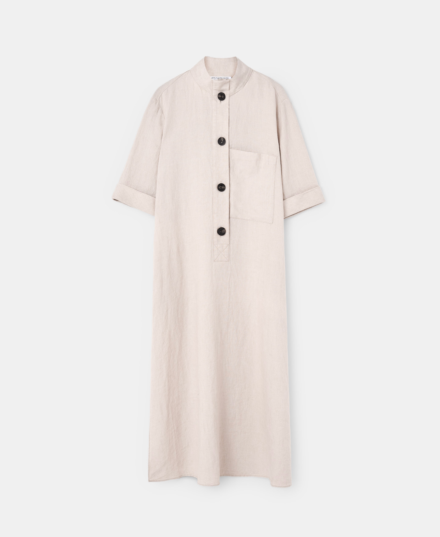 Vestido midi en lino natural europeo image number 4
