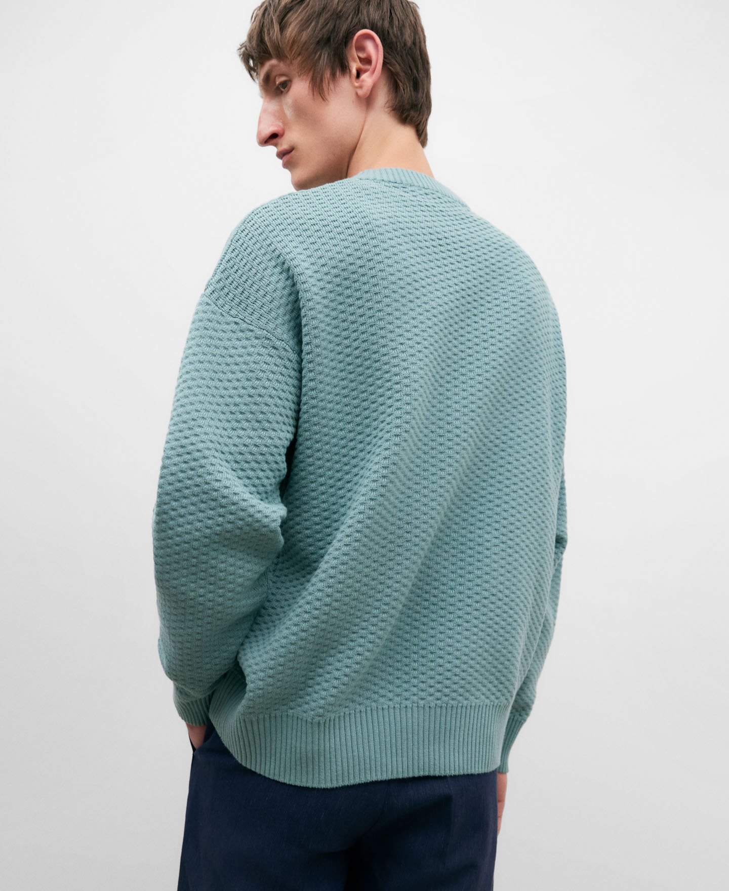 Cotton embossed men's sweater image number 2