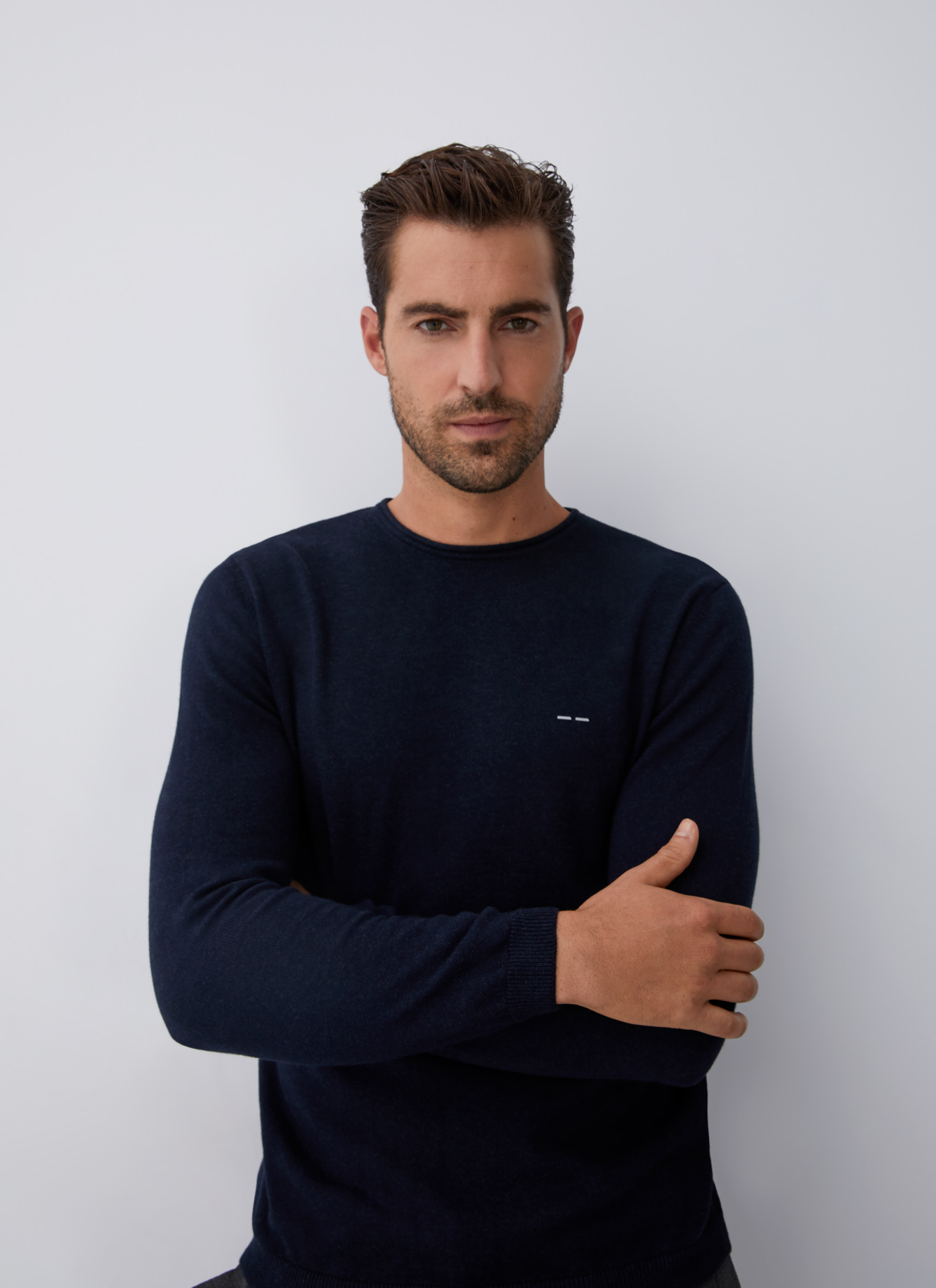 Sweater with roll edge crew collar image number 0