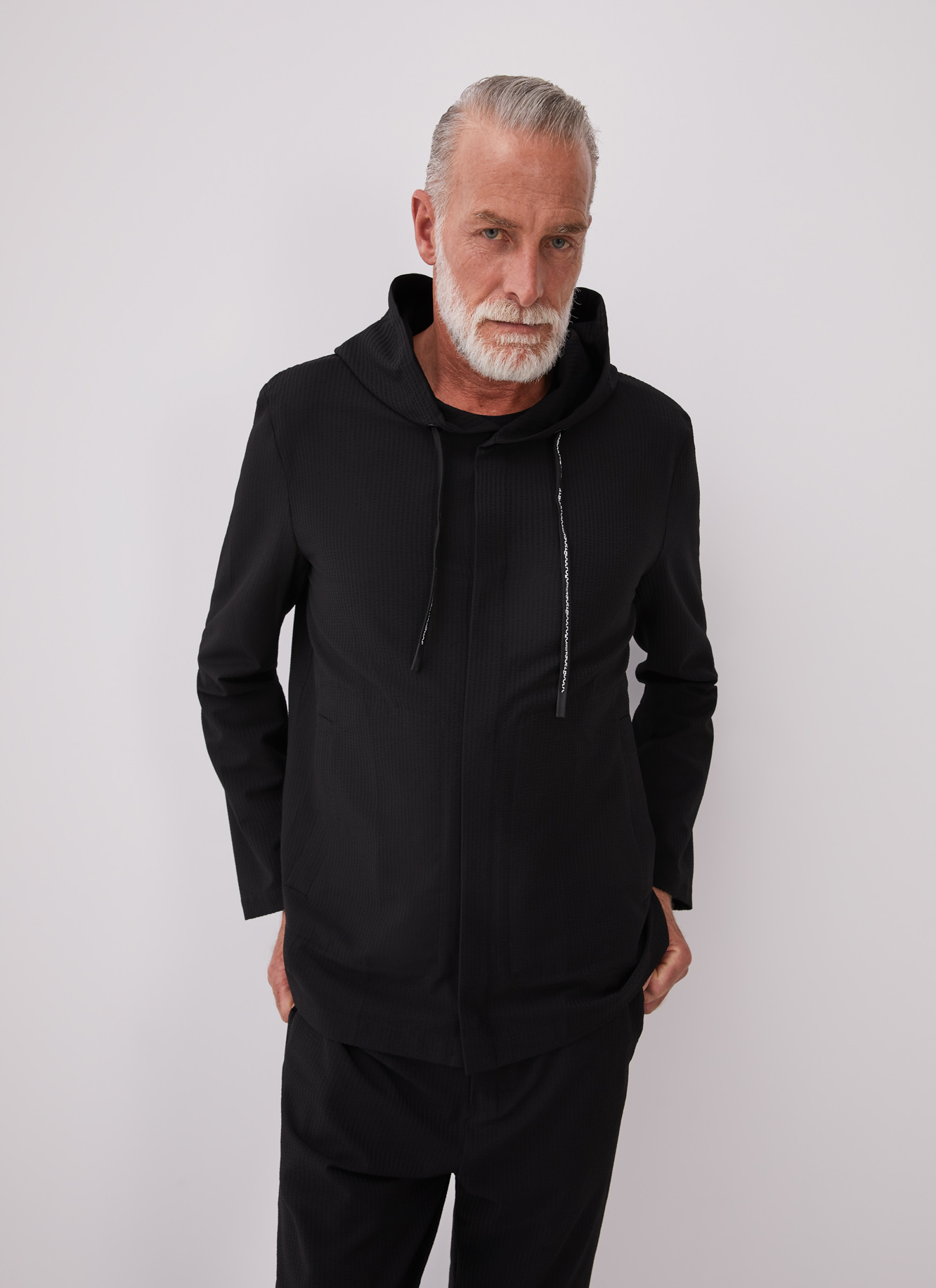Hooded overshirt with logoed laces image number 0