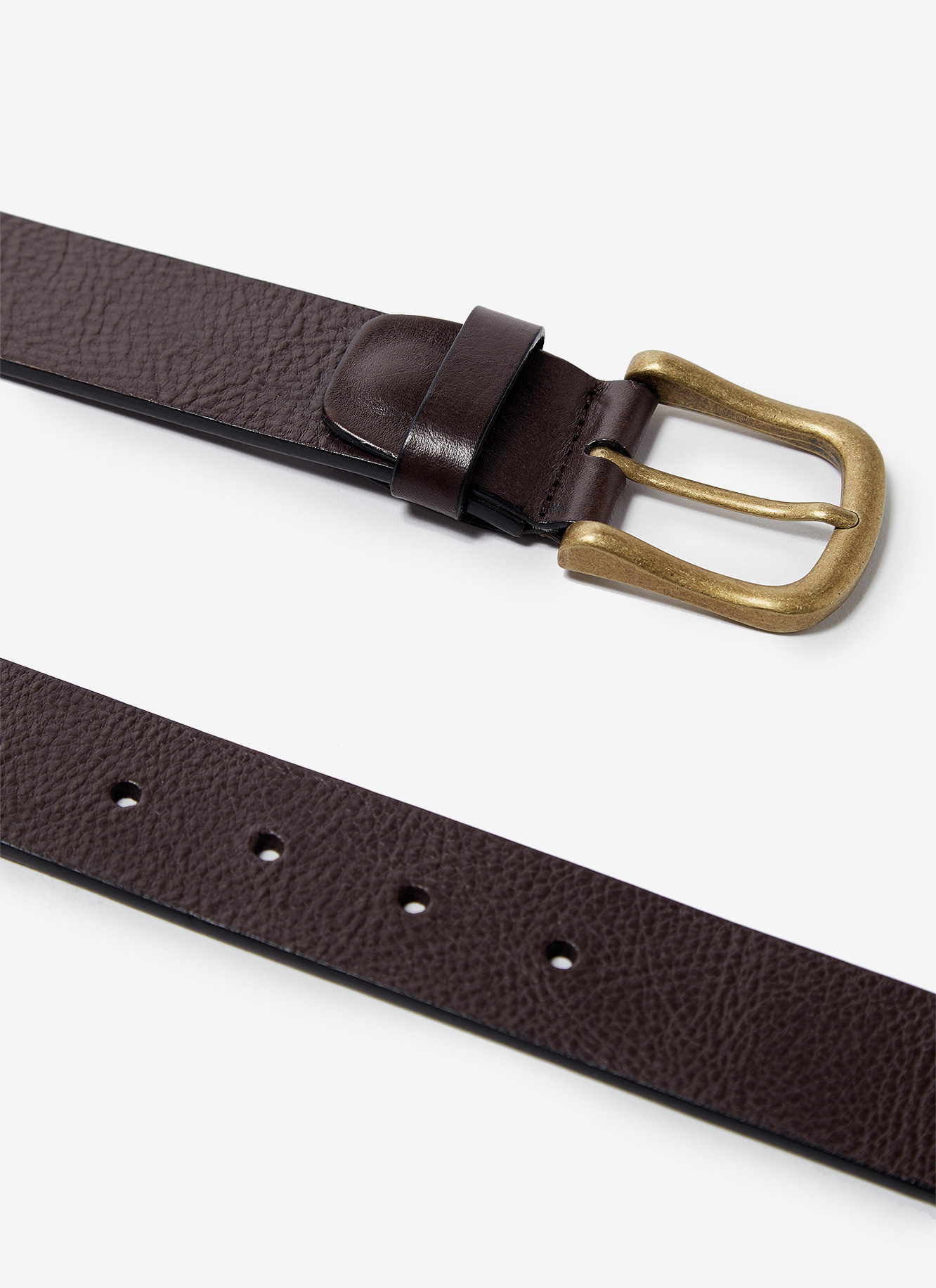 Leather belt with aged metal buckle image number 2