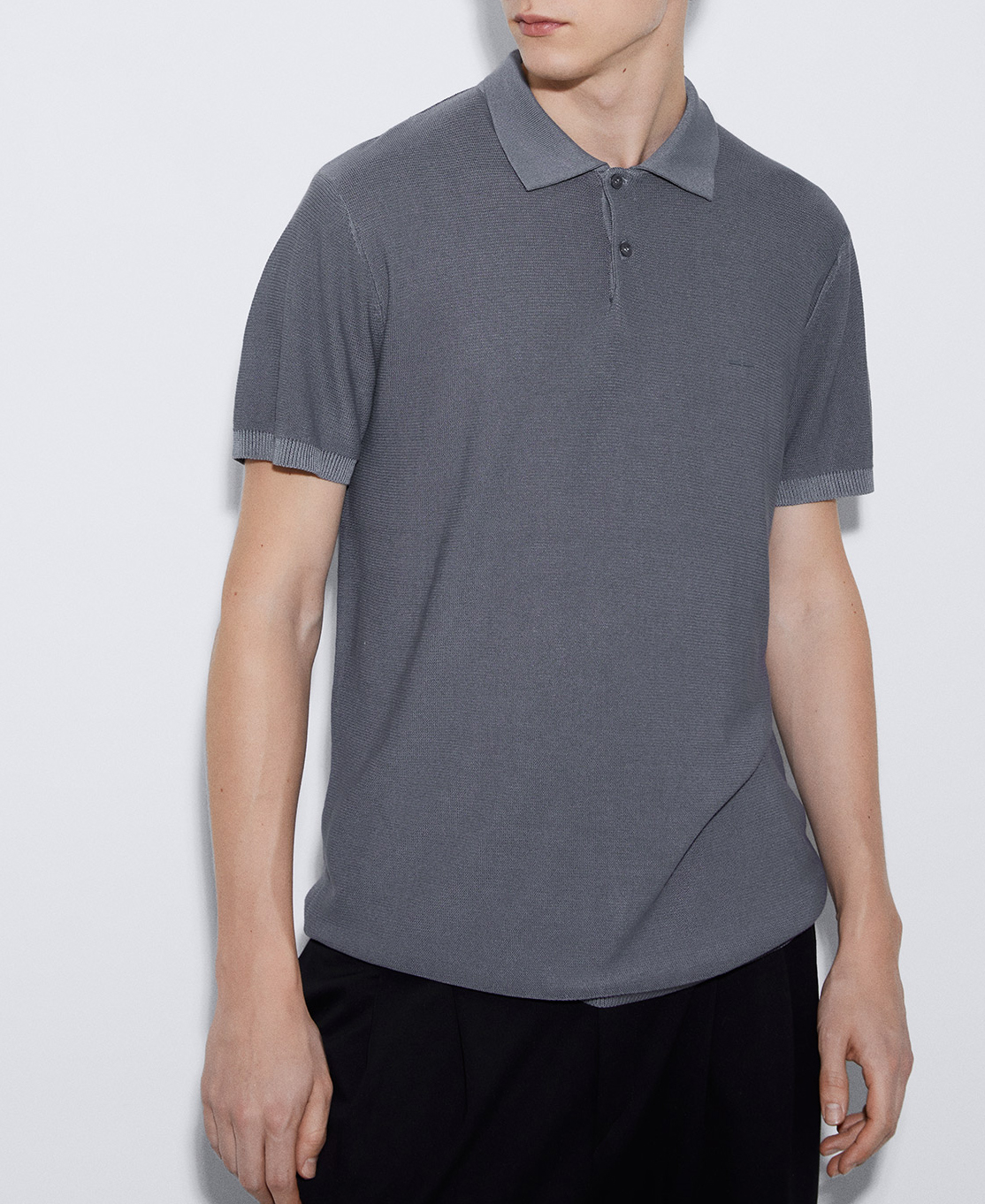 Cotton and viscose two button polo shirt image number 0