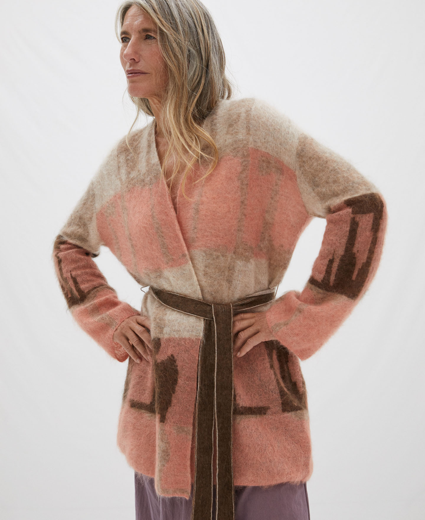 Carded mohair belted jacket image number 0