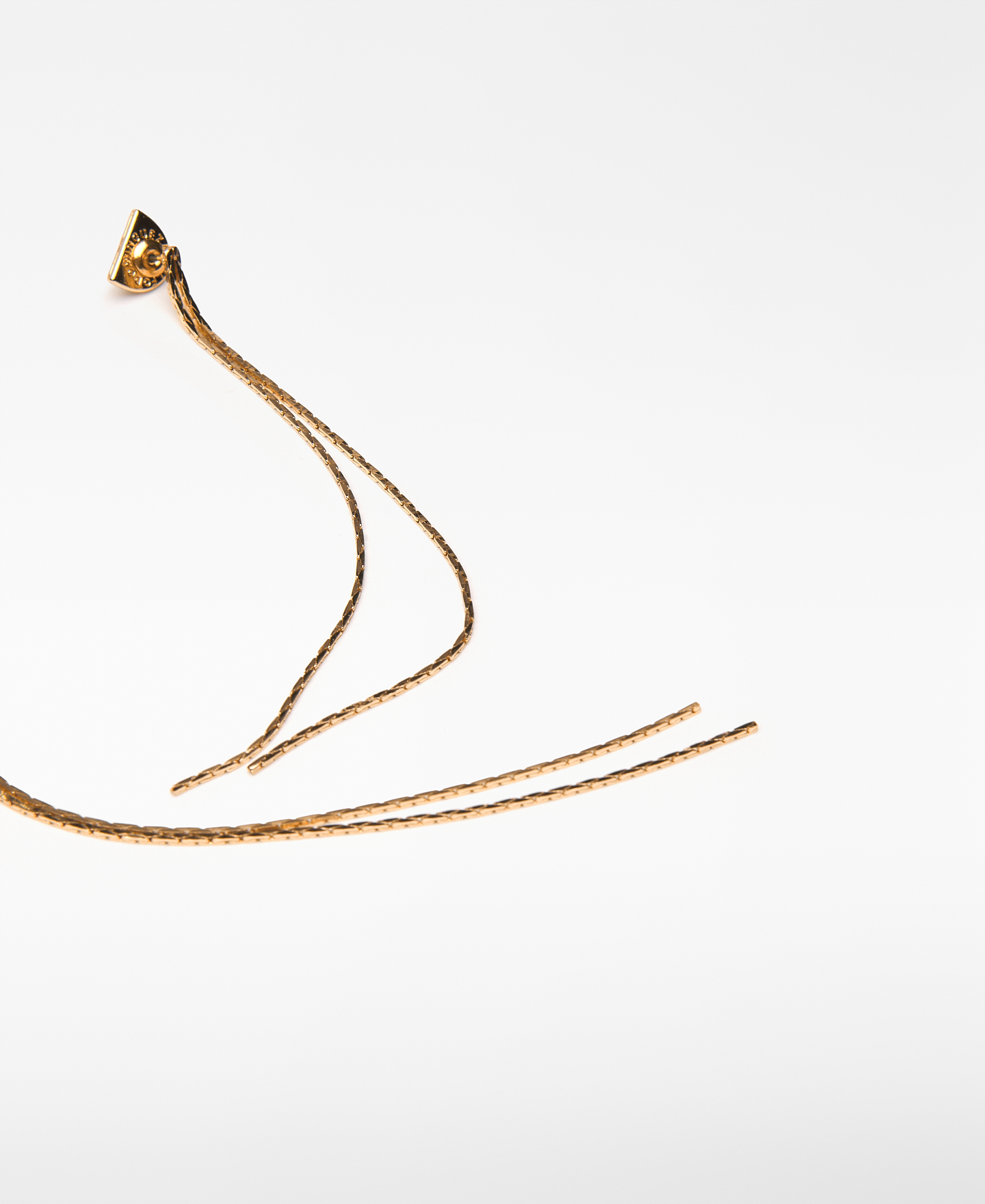 Golden double chain earrings woman image number 2