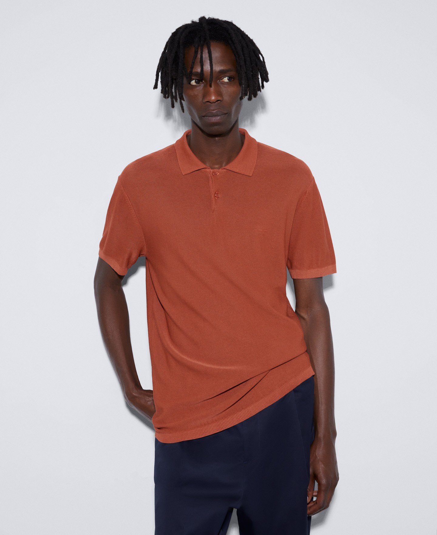 Cotton and viscose two button polo shirt image number 0