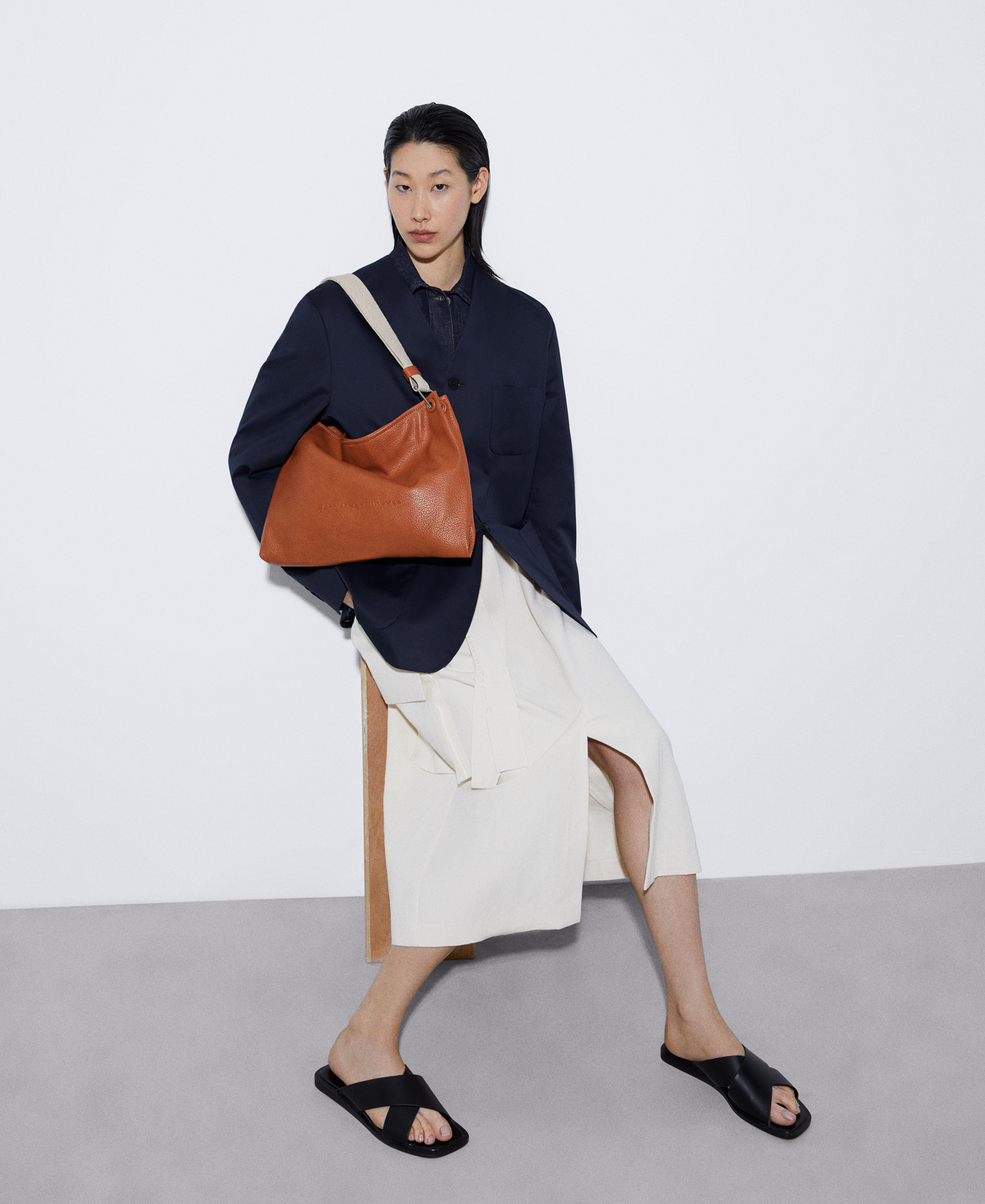 Recycled material horizontal hobo bag image number 5