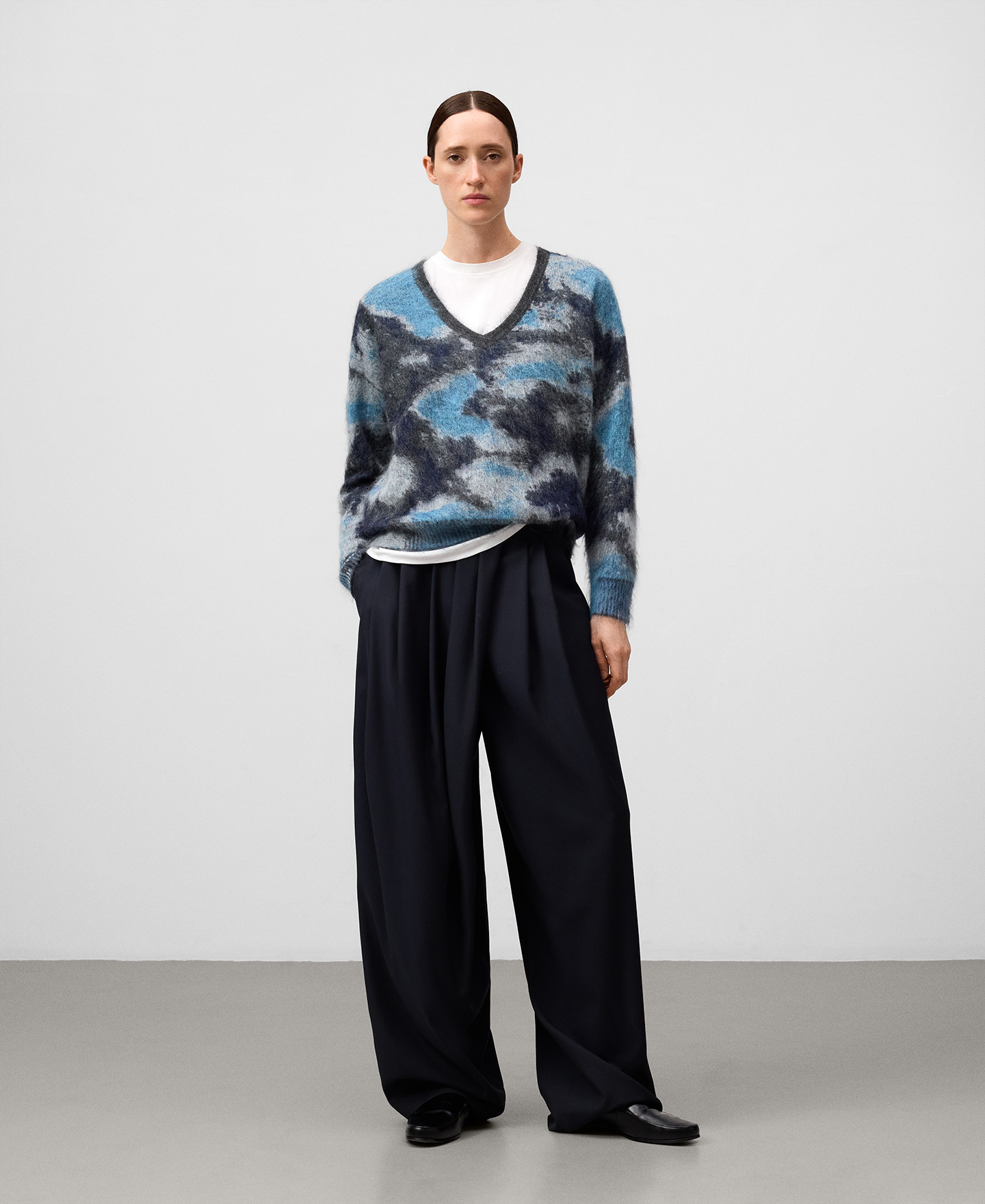 Jacquard knit printed sweater woman image number 1