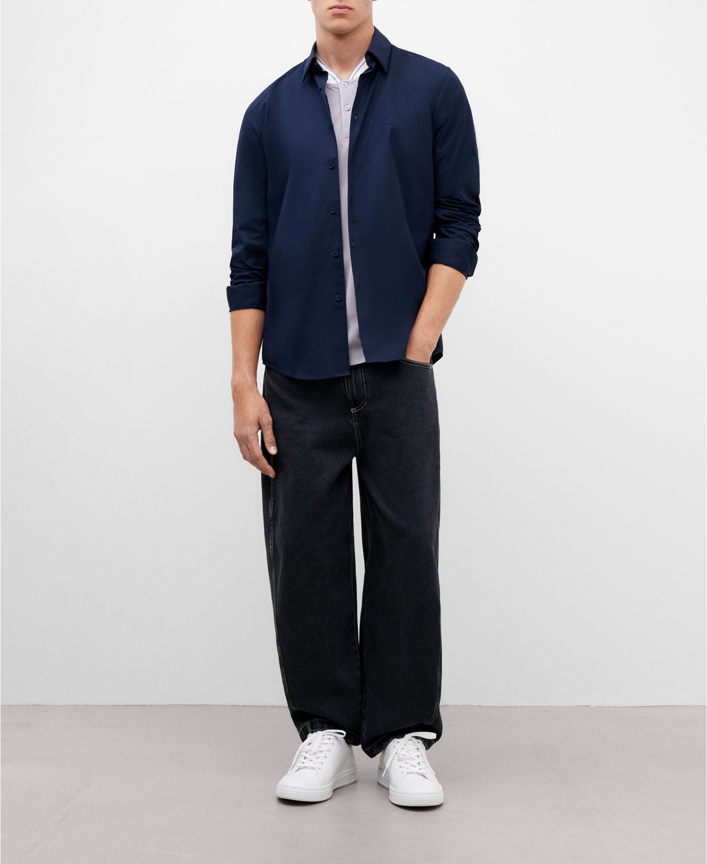 Bomber collar piqué polo shirt image number 1