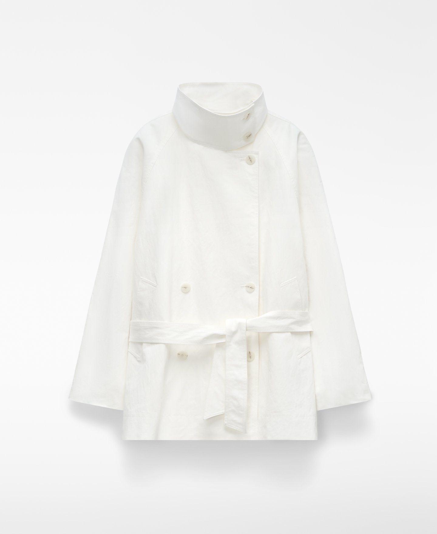 Funnel neck short trench coat image number 4