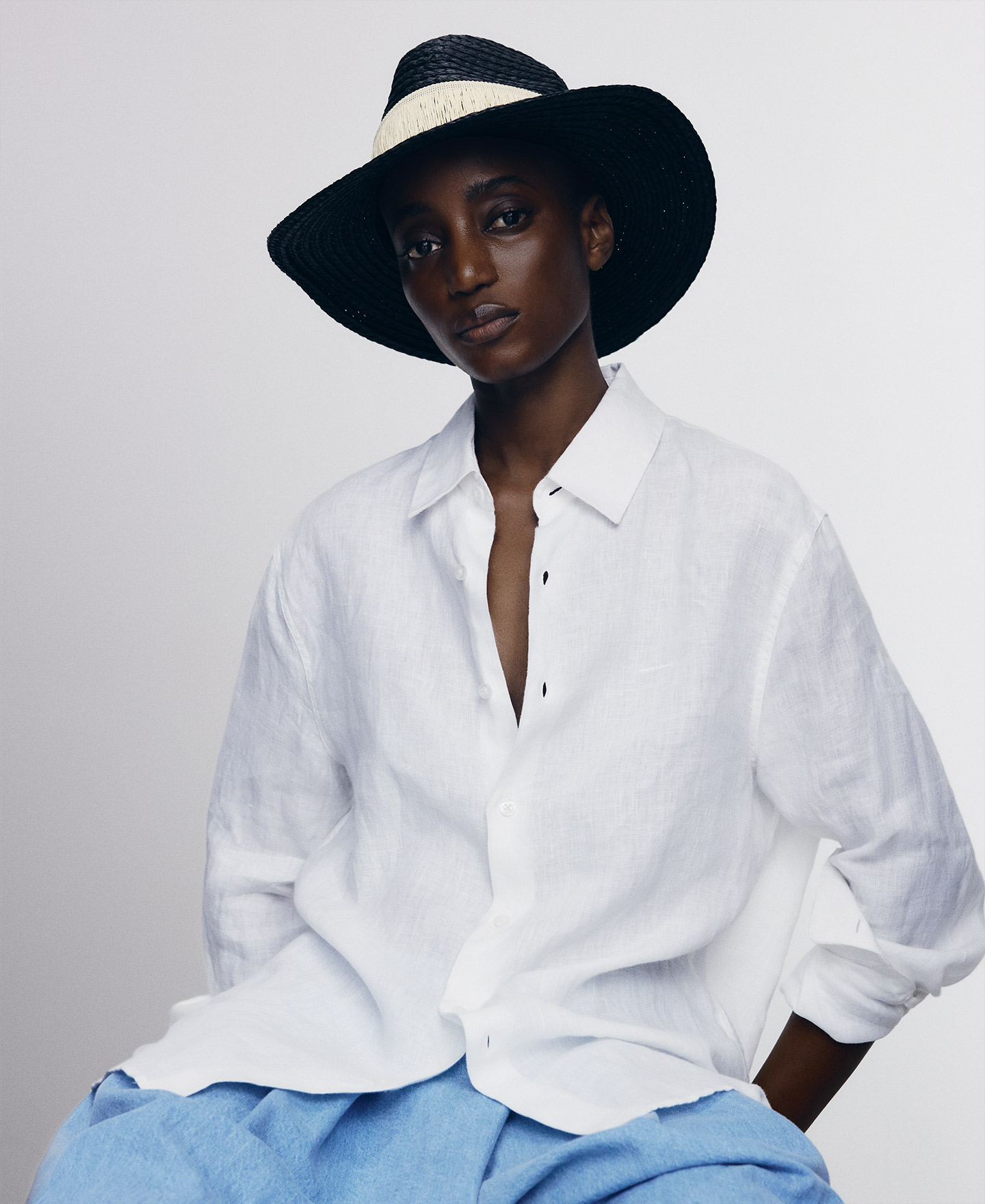 Two-tone raffia texture hat image number 3